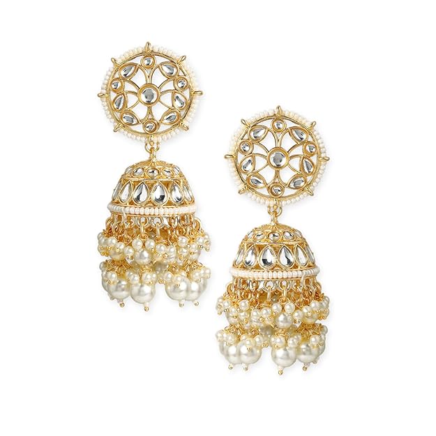 Festive Favorite Handcrafted Kundan Pearl Jhumka Earrings