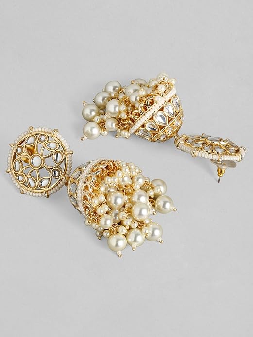 Festive Favorite Handcrafted Kundan Pearl Jhumka Earrings
