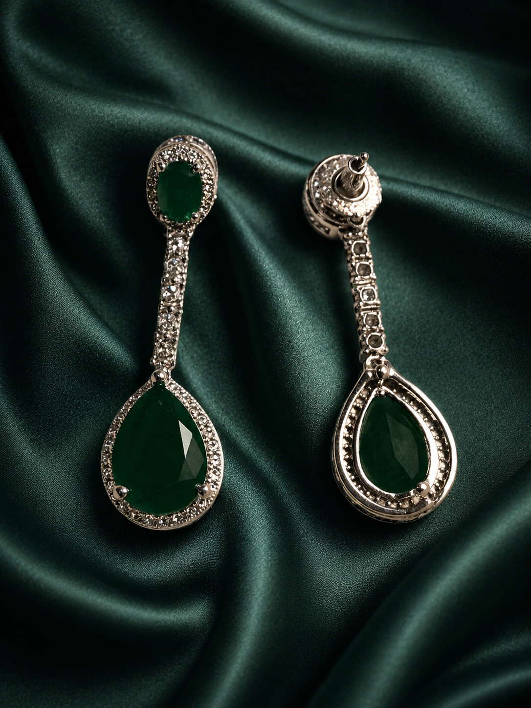 Zevar Club Luxury Emerald Green Glam Diamond Earrings for Women