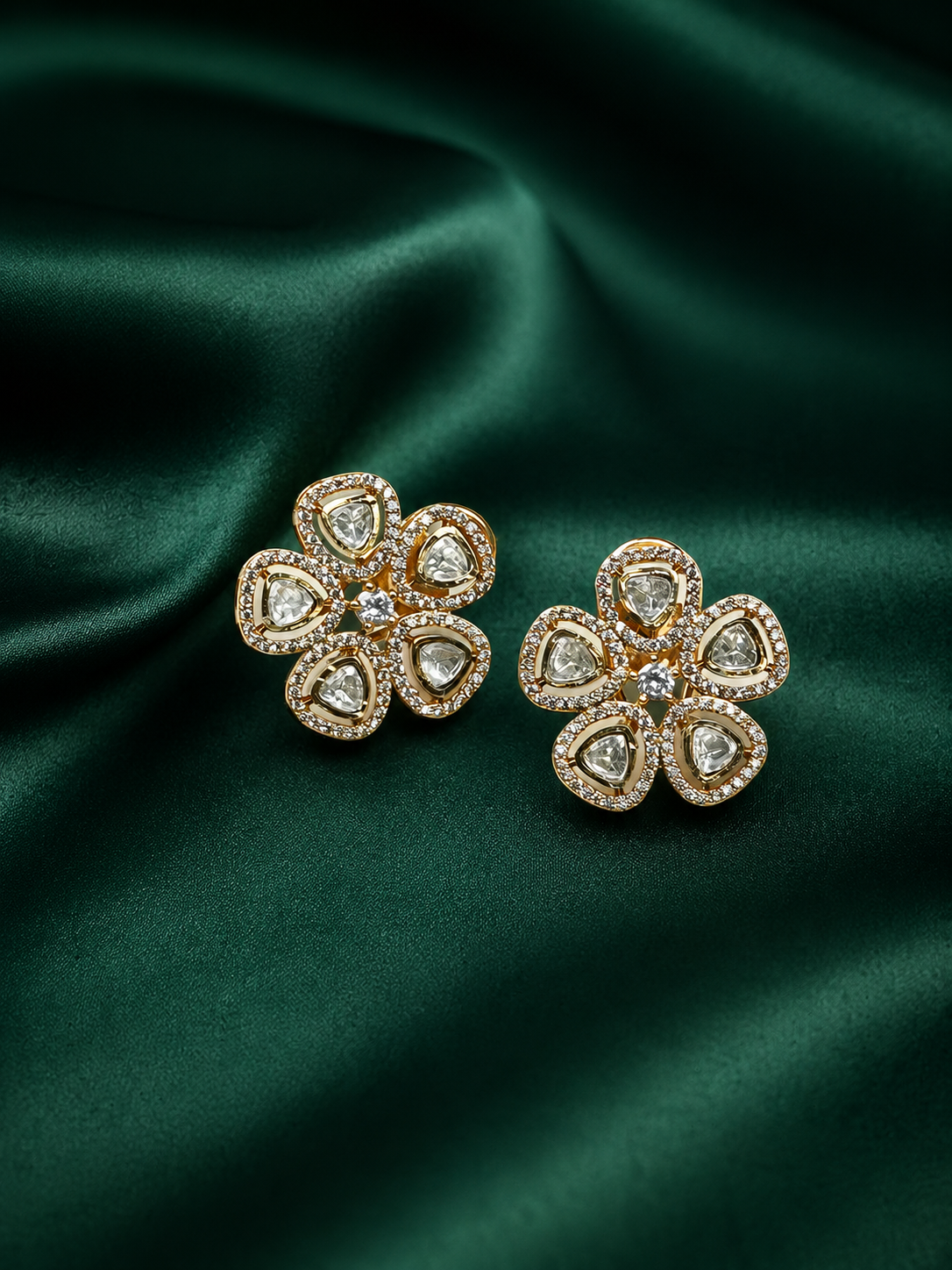 Zevar Club 12K Gold Plated Star Shaped Moissanite Studs Earrings