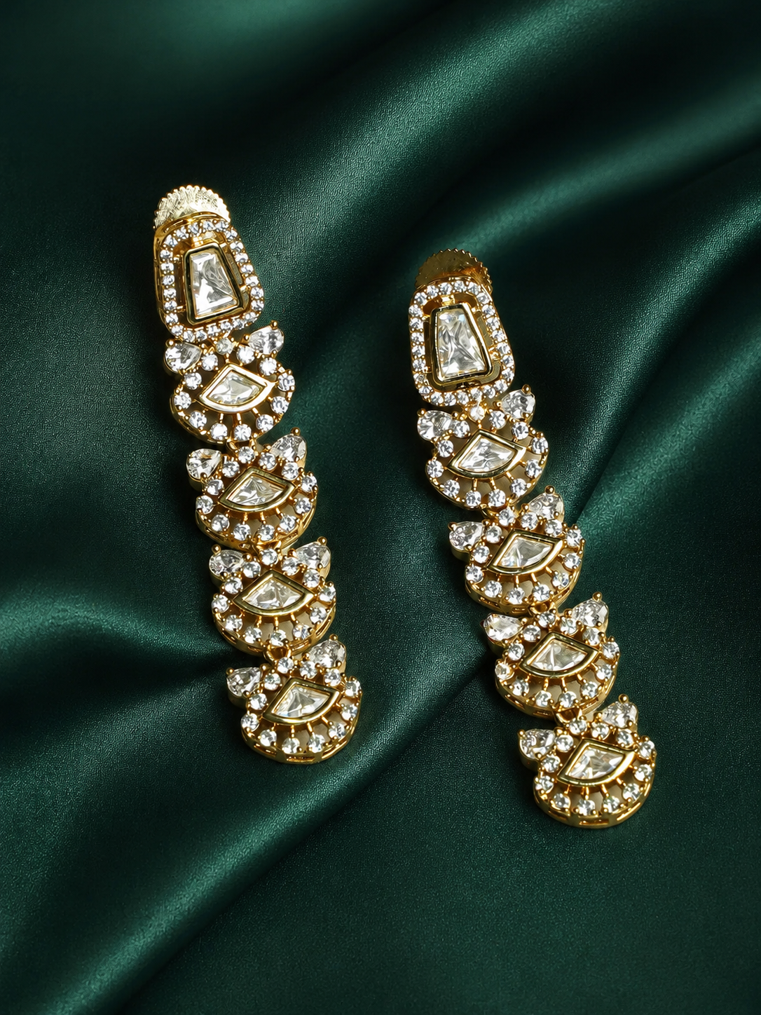 Contemporary Ivory Kundan Drop Earrings