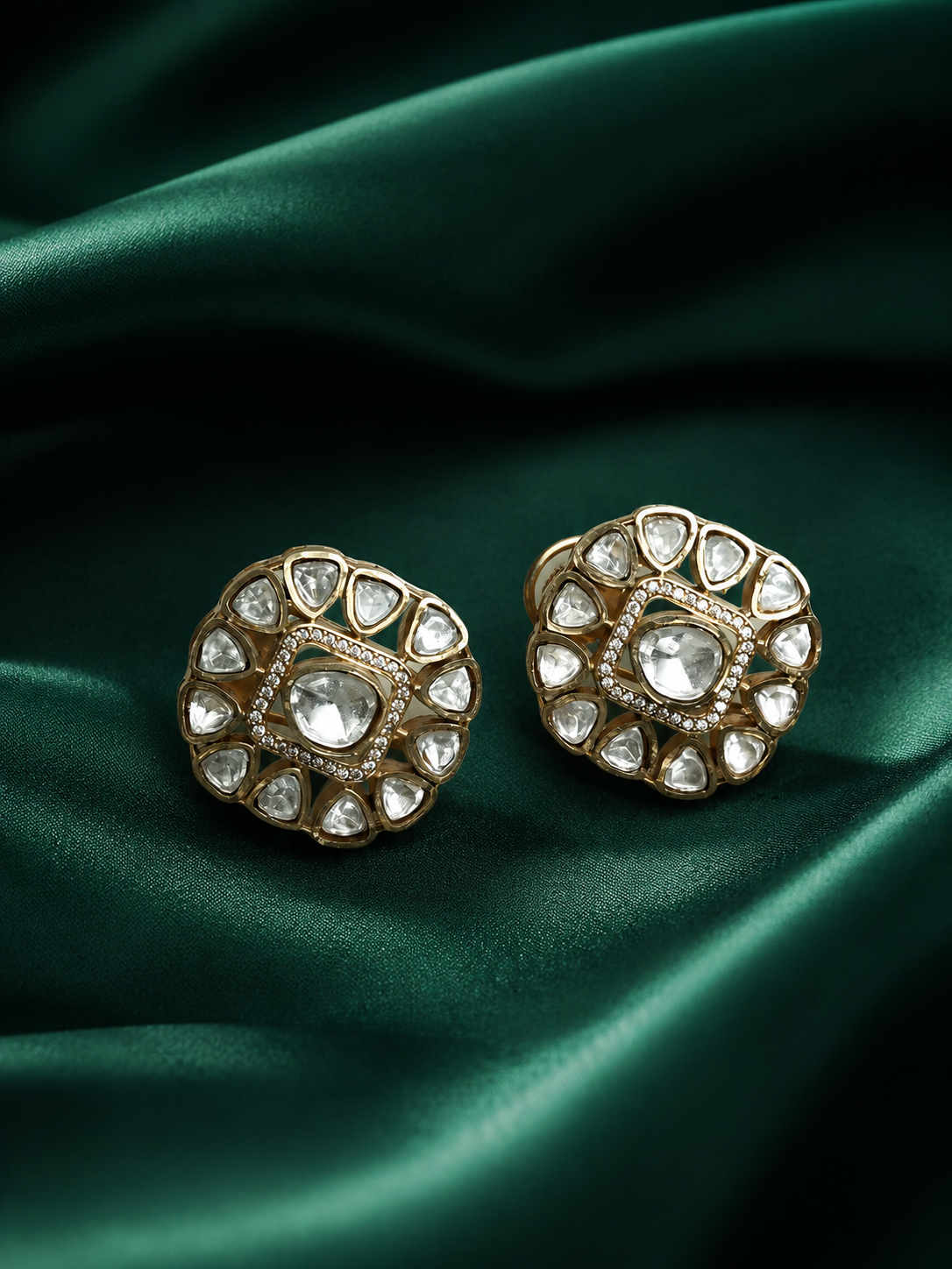 Zevar Club 12K Gold Plated Fiza Square Shaped Kundan Studs