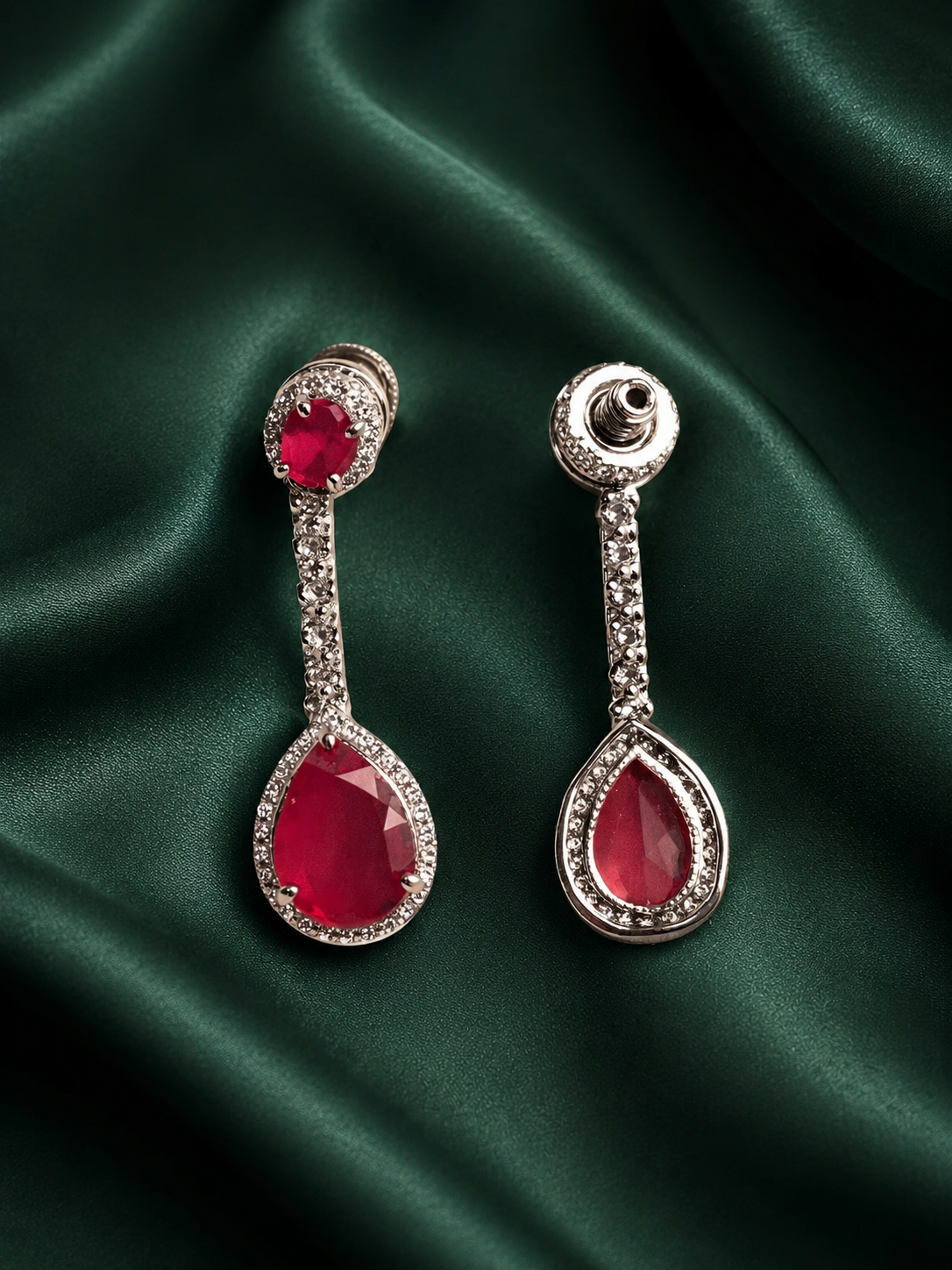 Zevar Club Luxury Ruby Pink Glam Diamond Earrings for Women