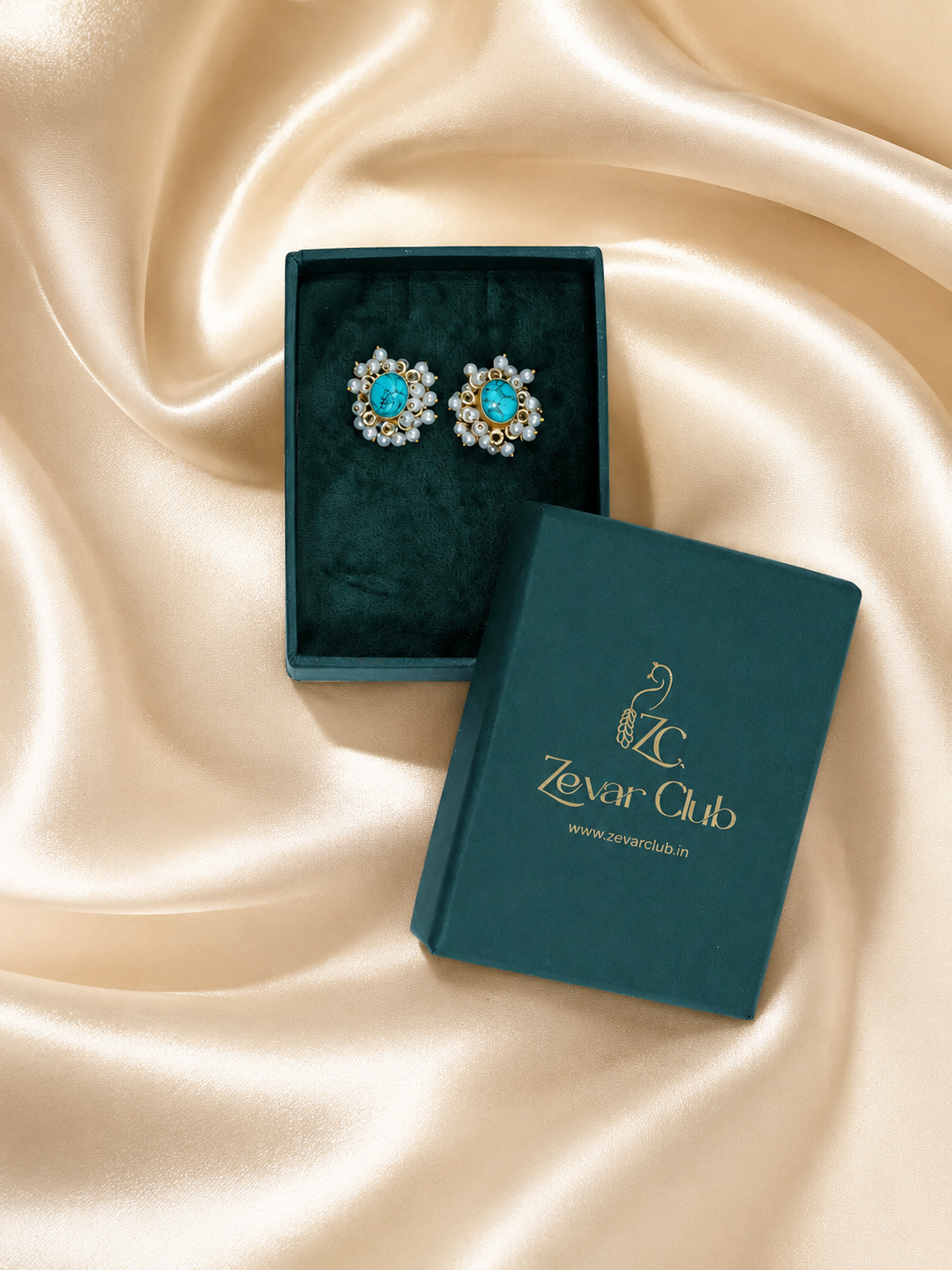 Turquoise Blue Indo Western Studs
