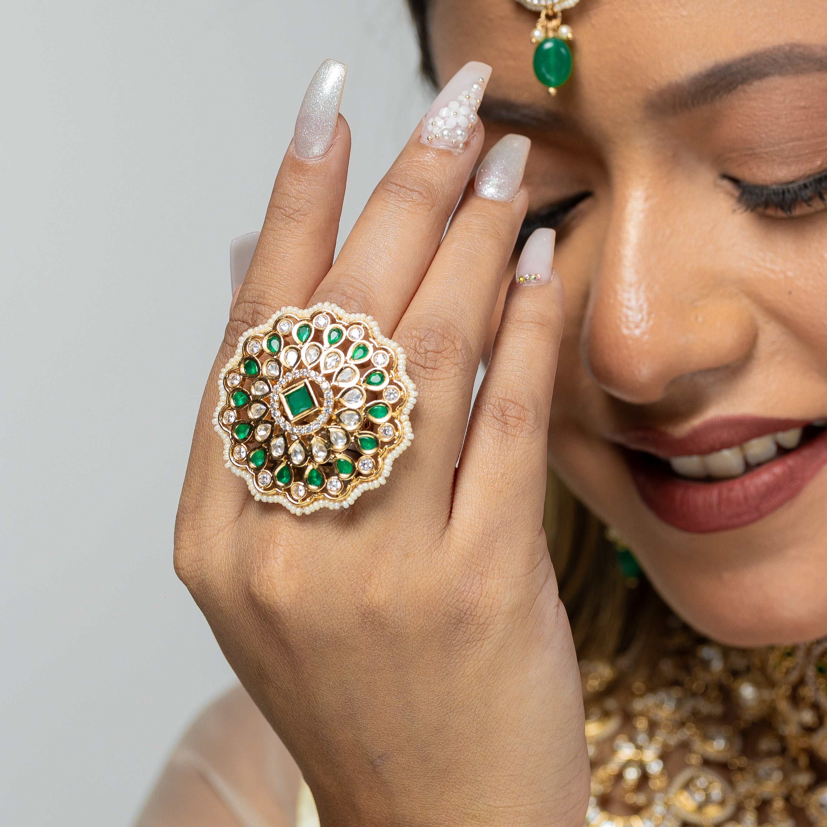 Zevar Club Statement Semi Precious Kundan Ring