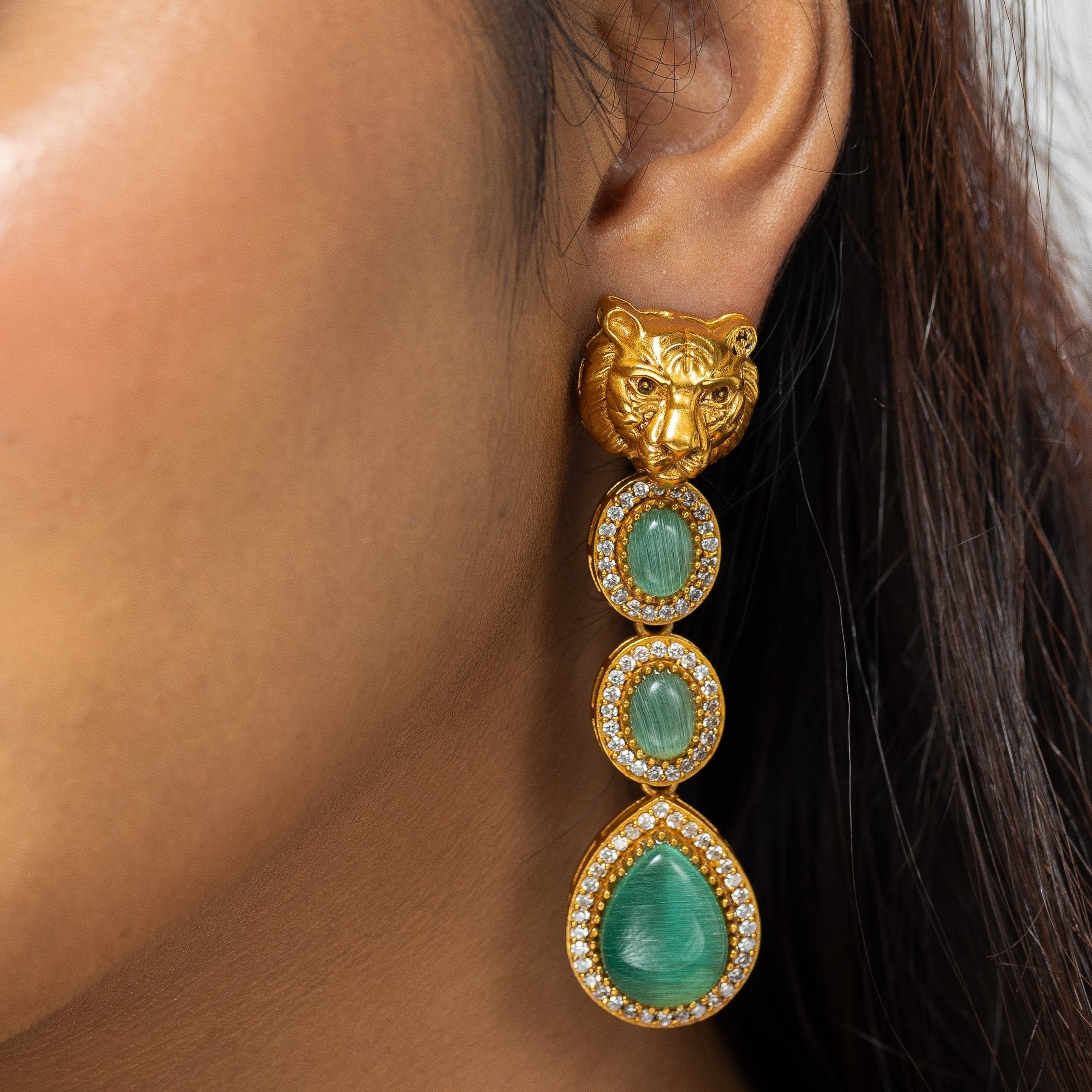 Zevar Club Sabyasachi Inspired Lion Motif Bold Babe Drop Earrings