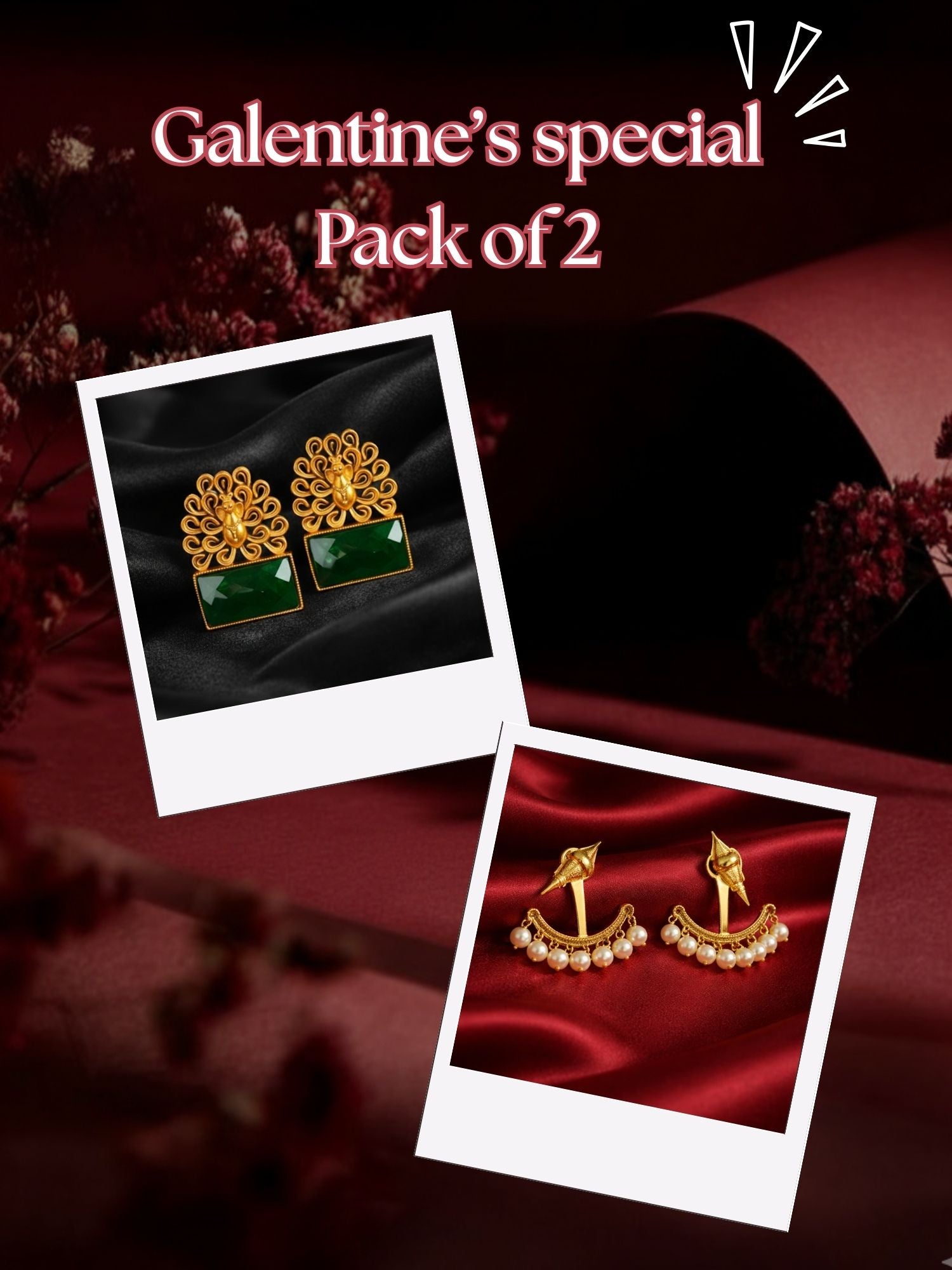 Desi Girl 2 - Valentine’s Day Gold Statement Earrings Gift Combo for Her | ZEVAR CLUB