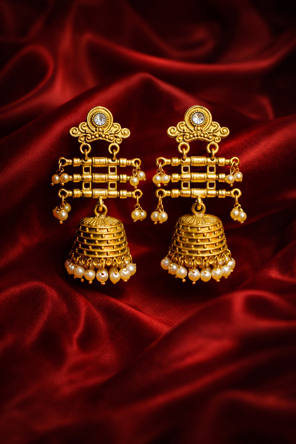 Zevar Club Valentine Statement Earrings | Handcrafted Gold & Pearl | Pack of 2