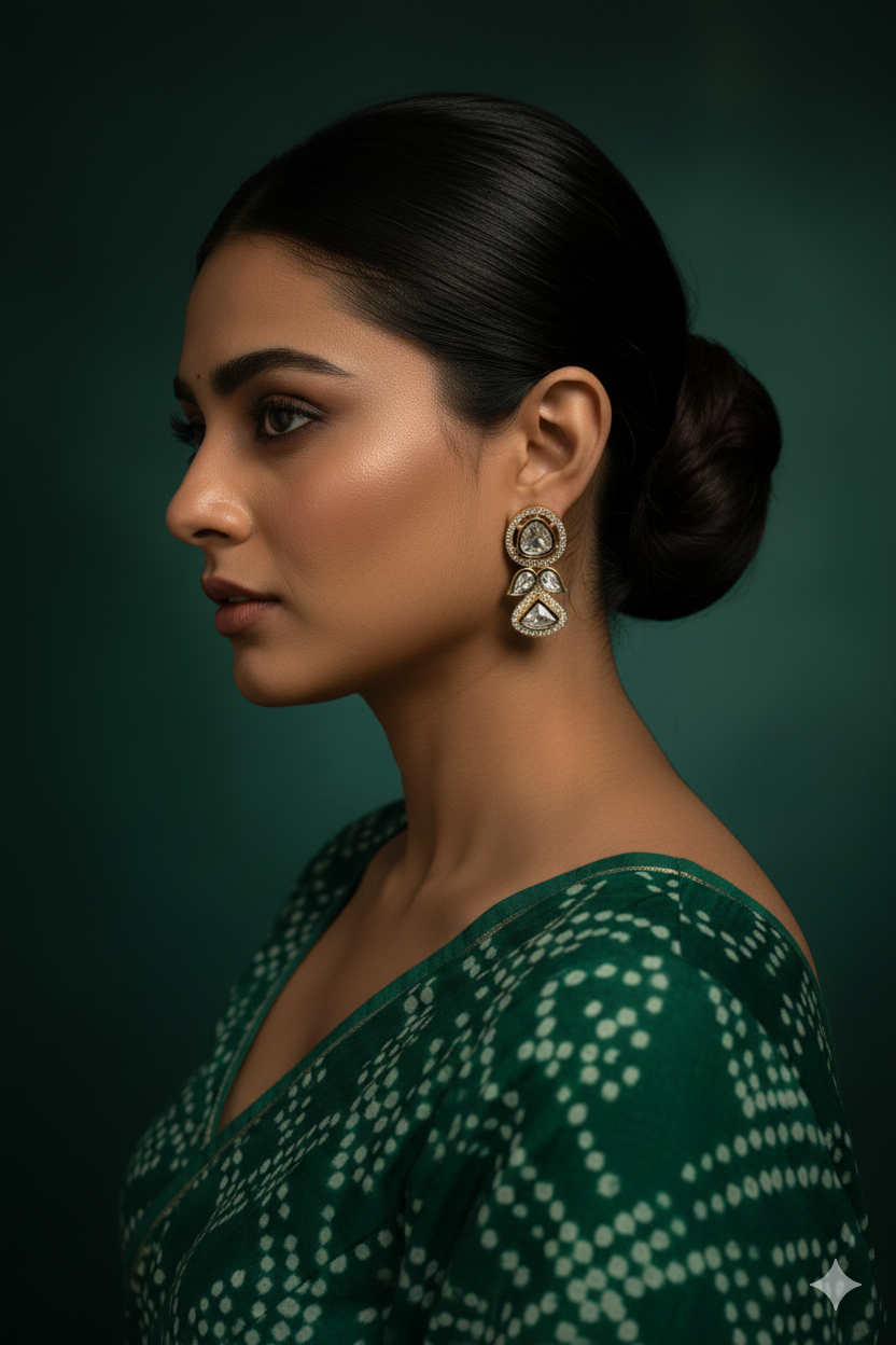 Kundan and Cubic Zirconia Drop Earrings
