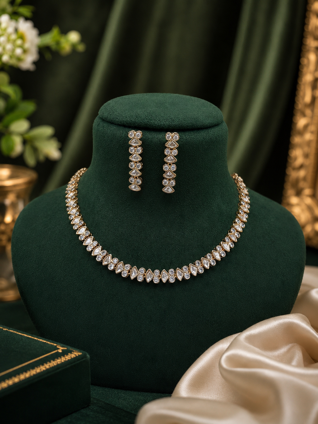 Zevar Club 22K Gold Plated Single Lined Kundan Kumud Set