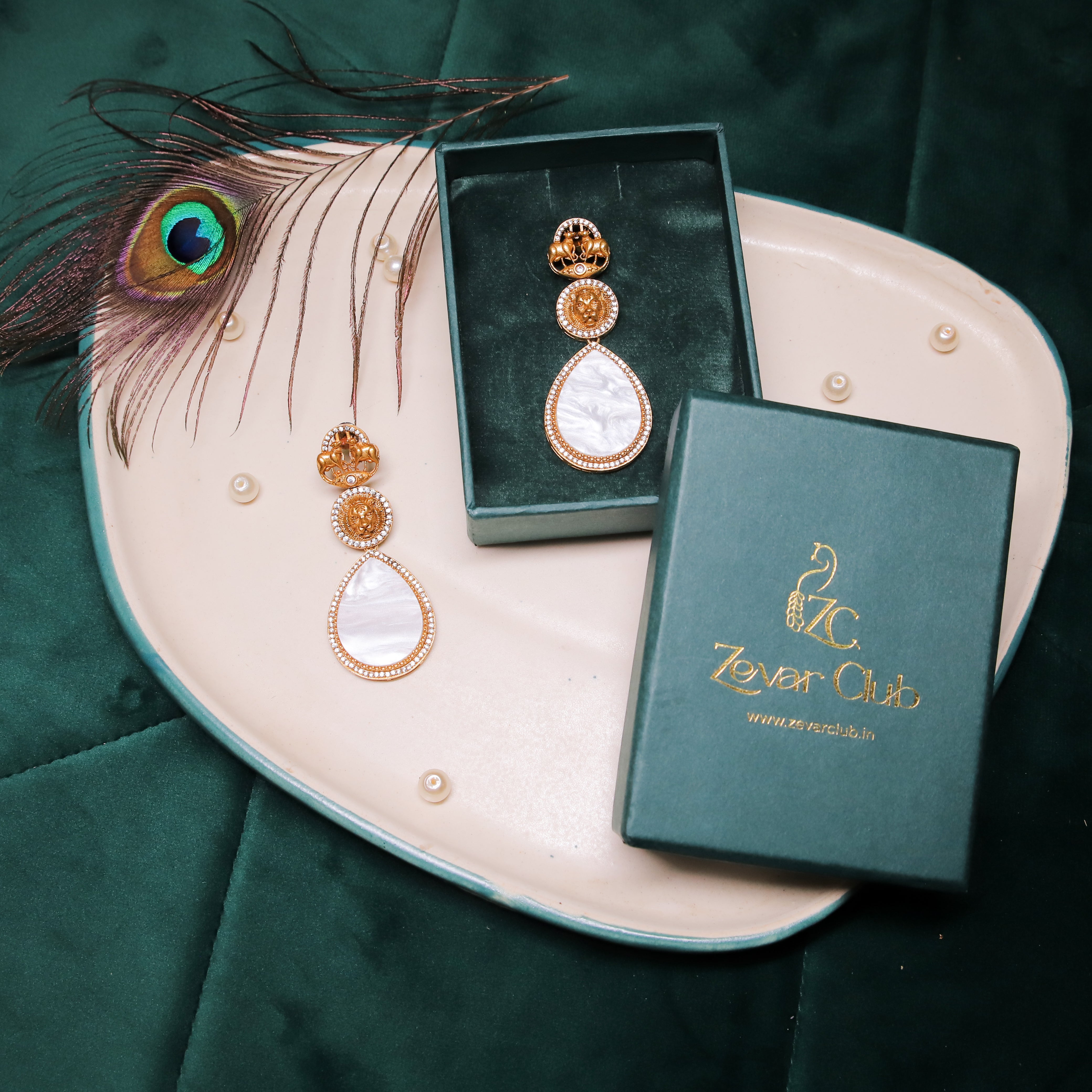 Zevar Club Handcrafted Bull Lion Motif Drop Earrings