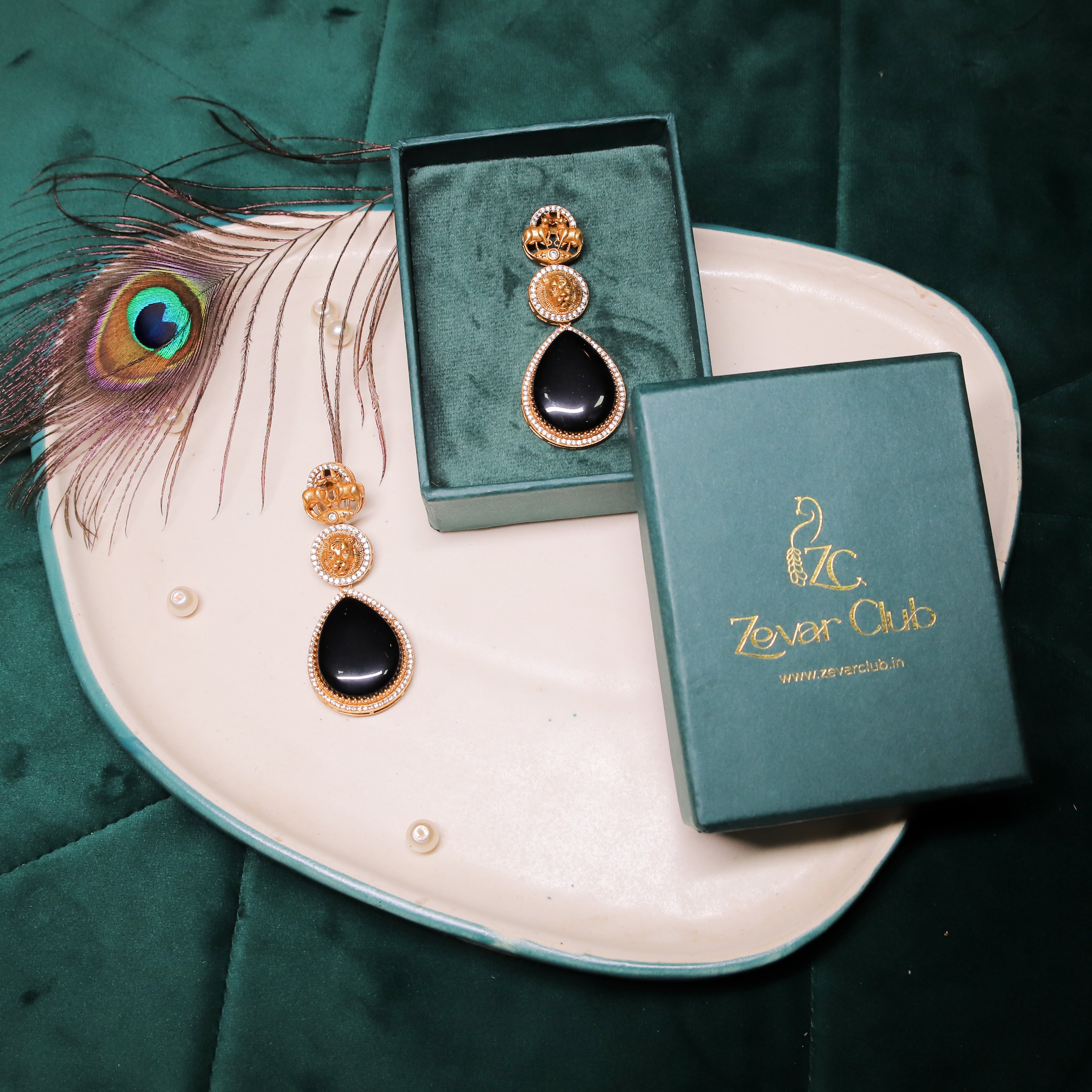 Zevar Club Handcrafted Bull Lion Motif Drop Earrings