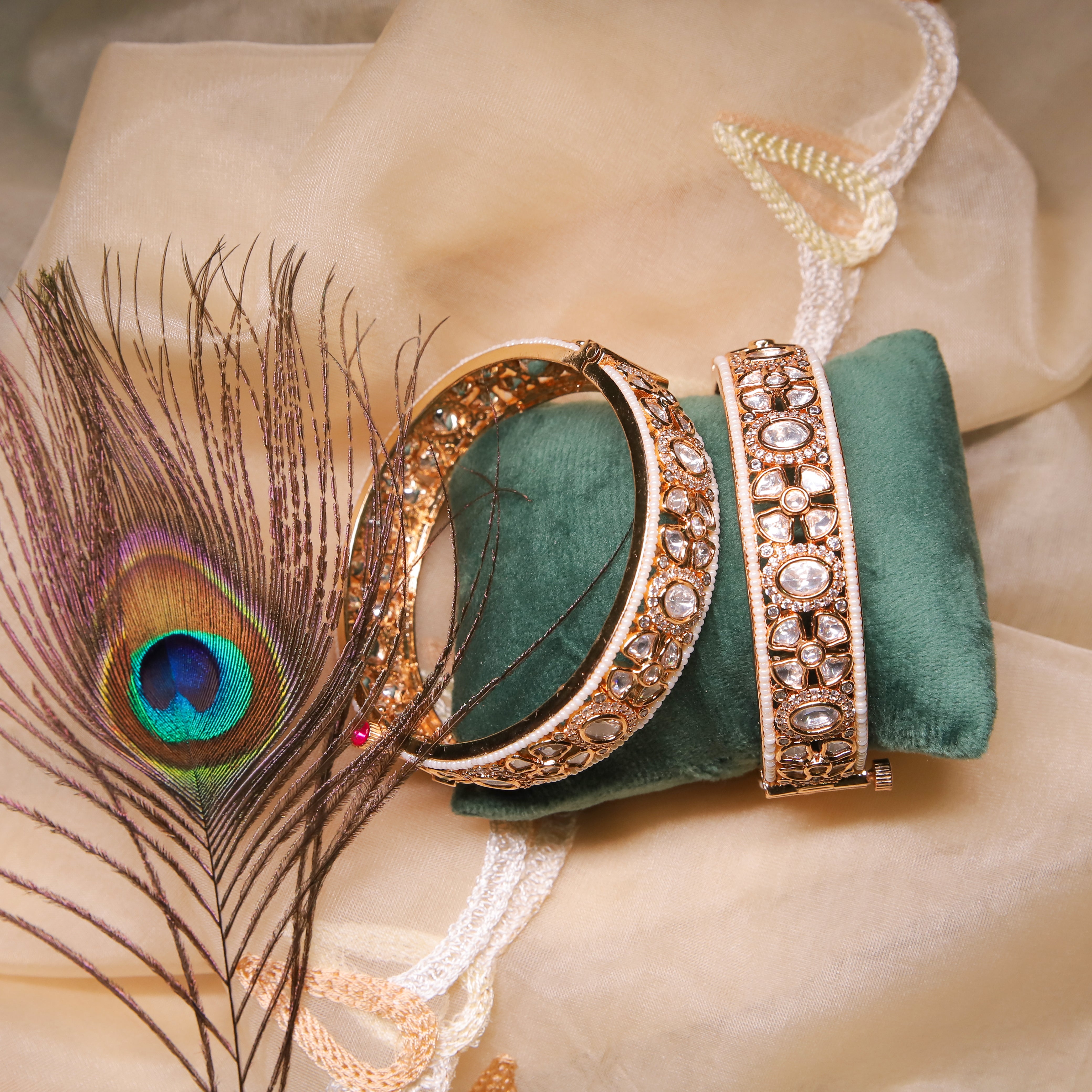 Zevar Club Premium Ivory Handcrafted Kundan Maharani Bangles