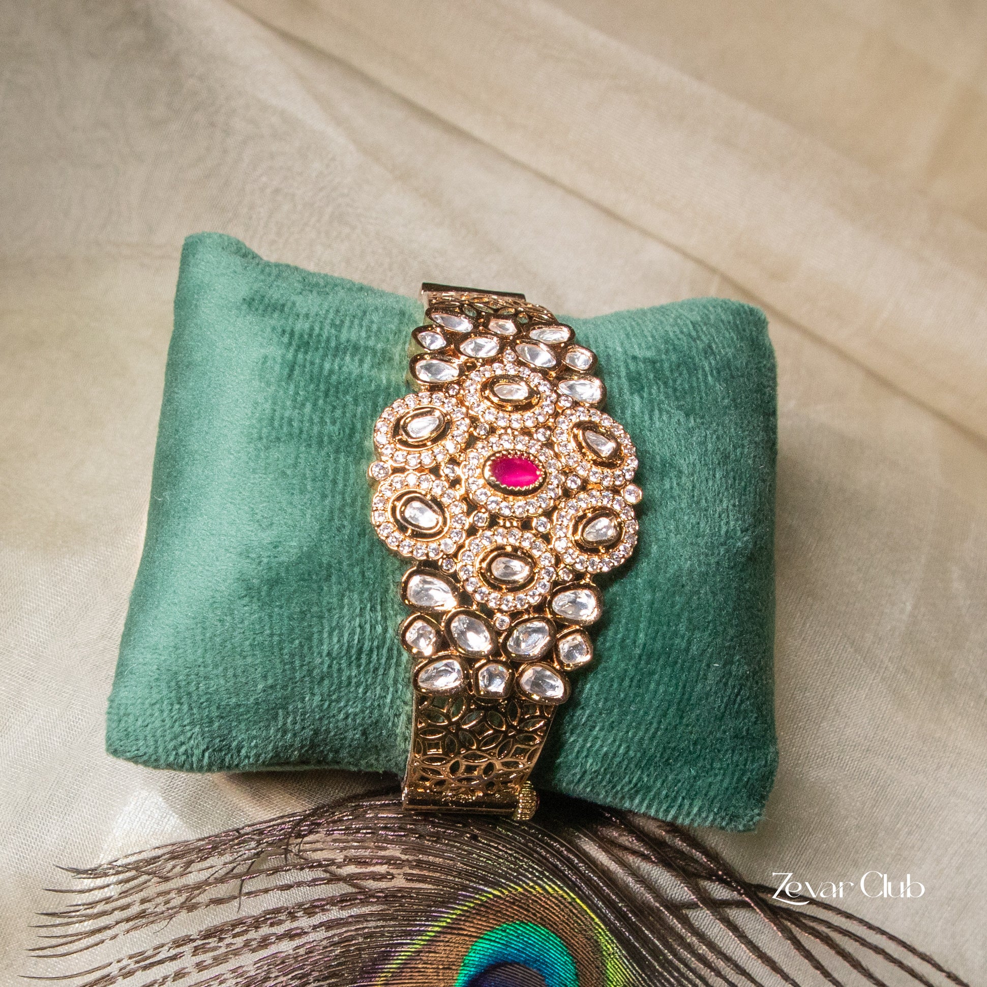 Zevar Club Bold Sleek Regal Kundan Bracelet