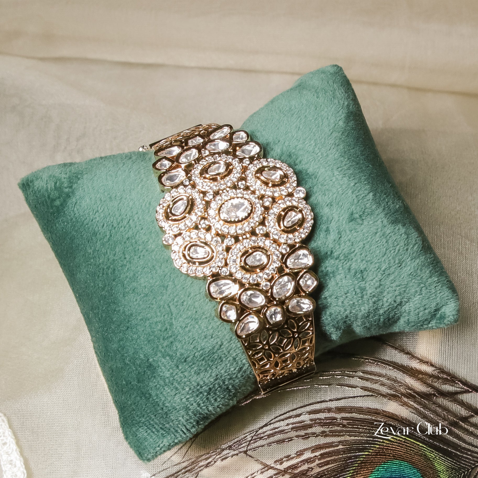 Zevar Club Bold Sleek Regal Kundan Bracelet