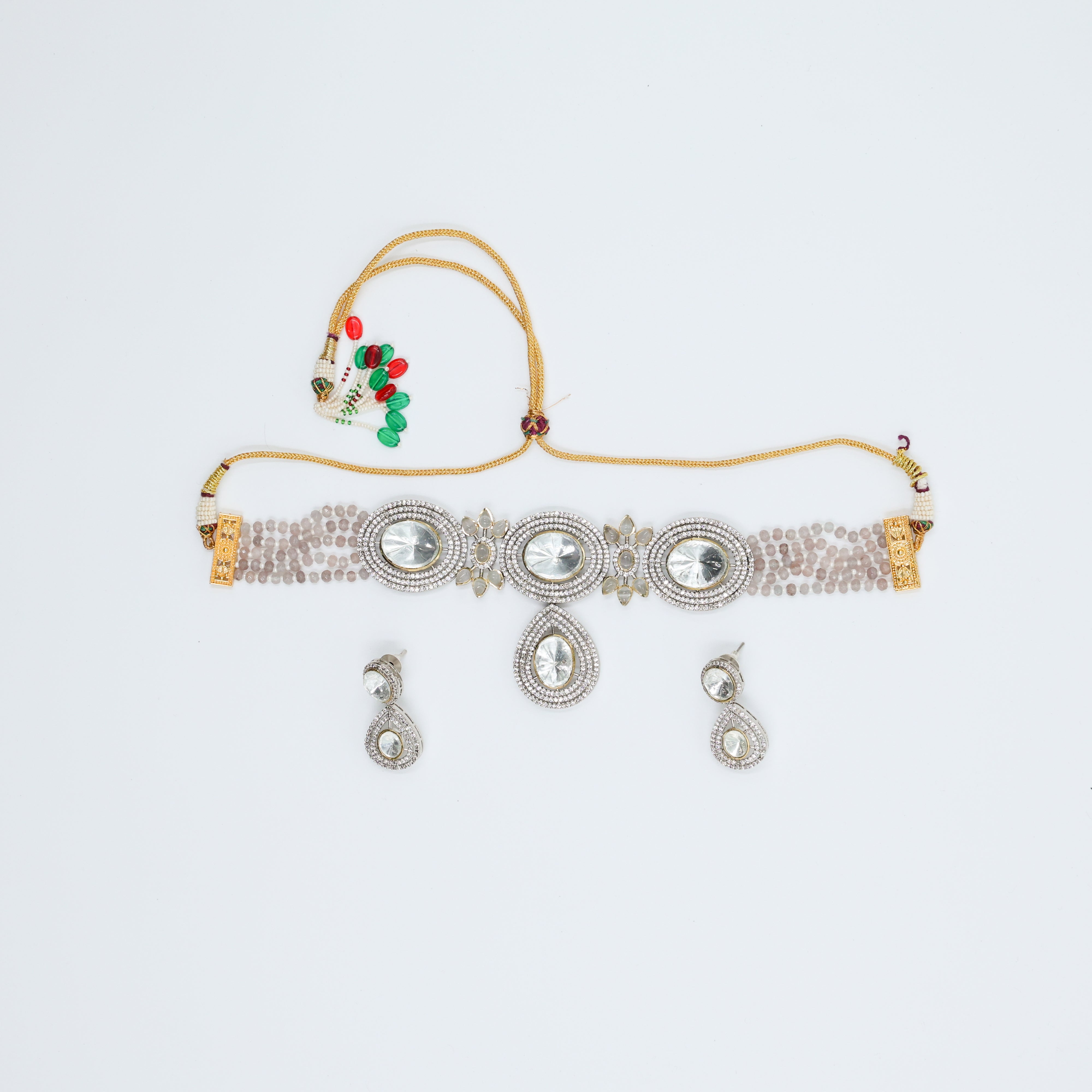 American Diamond Grey Silver Choker