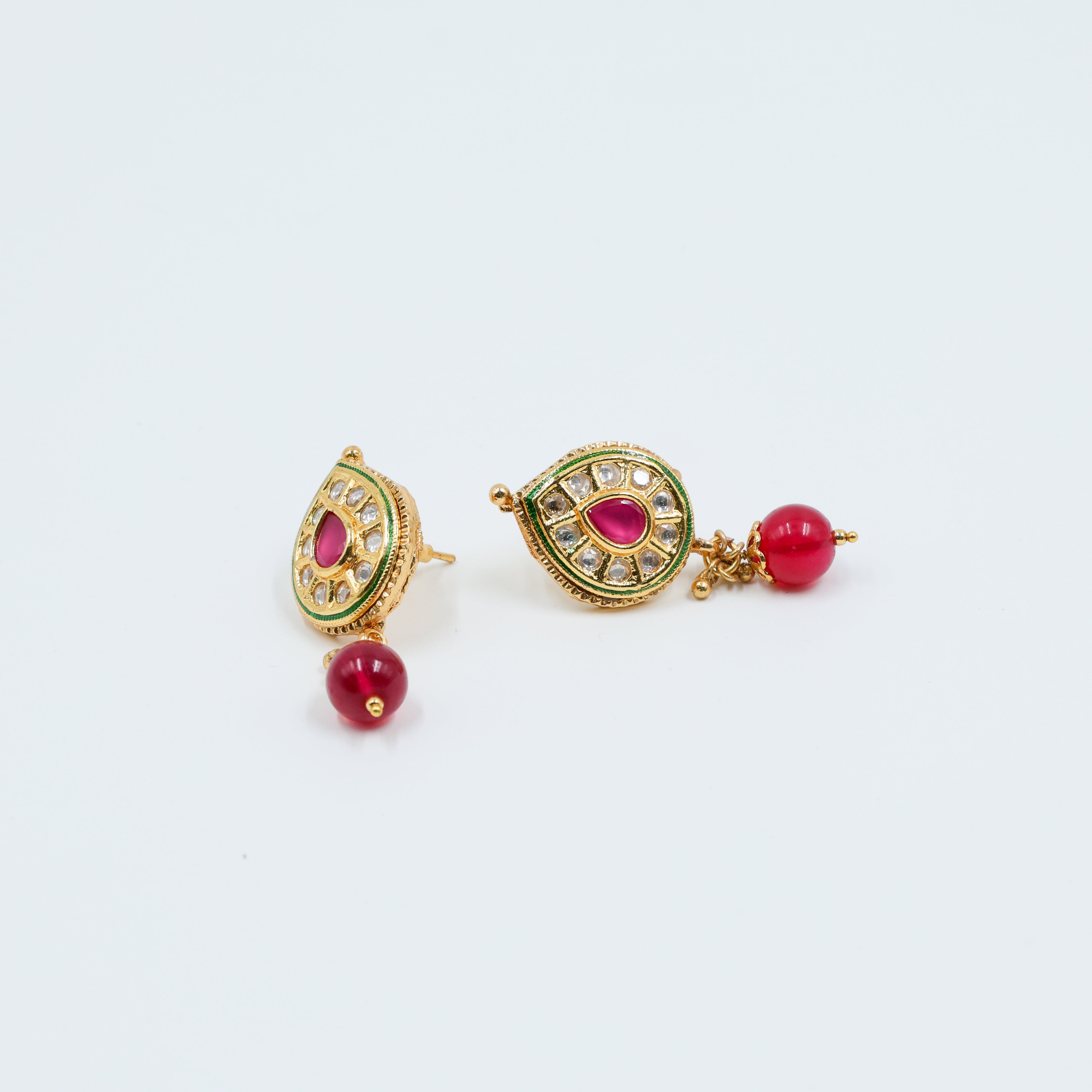 Meenakari Kundan Choker with Handcrafted Red Drops