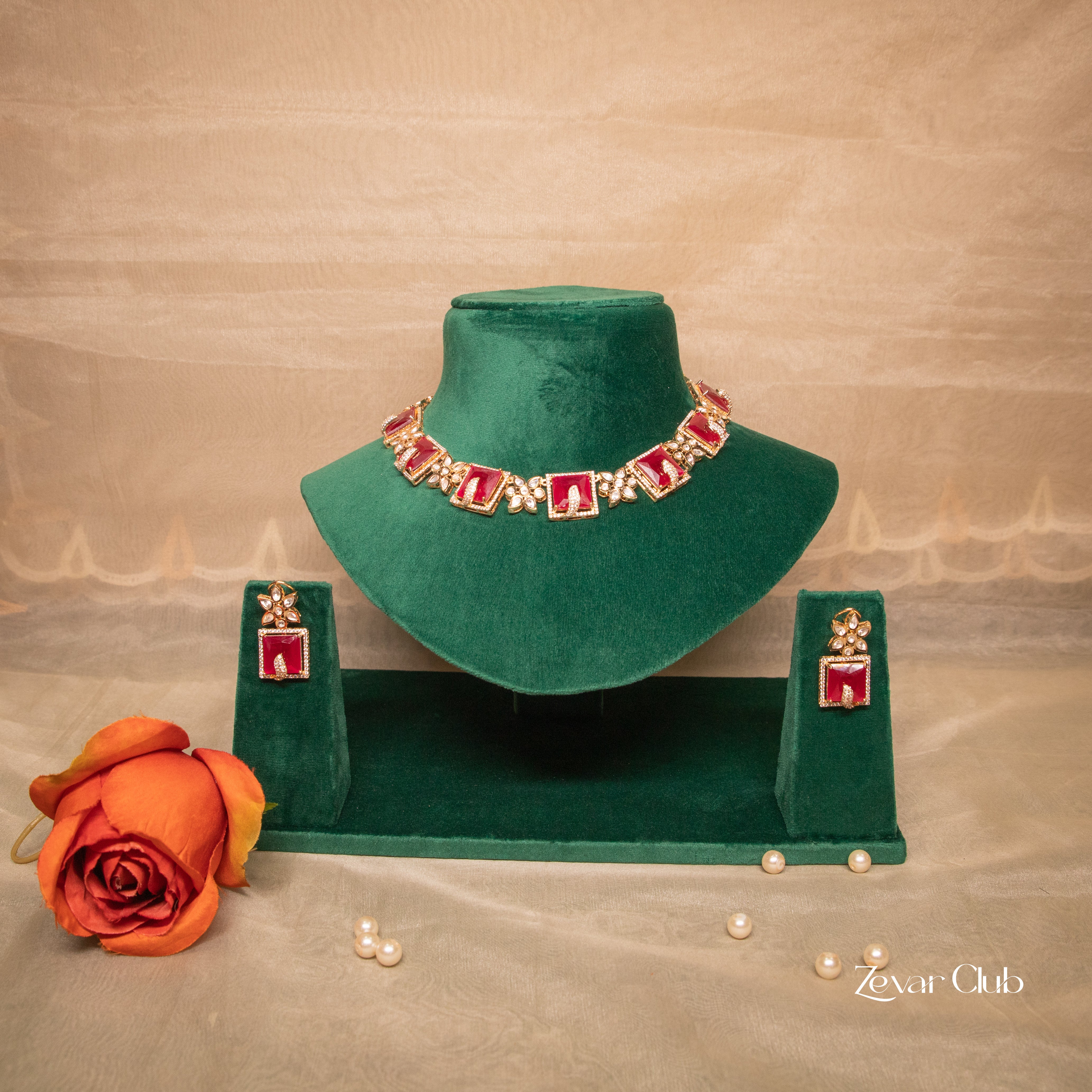 Zevar Club Semi Precious Stones in Handcrafted Kundan Set