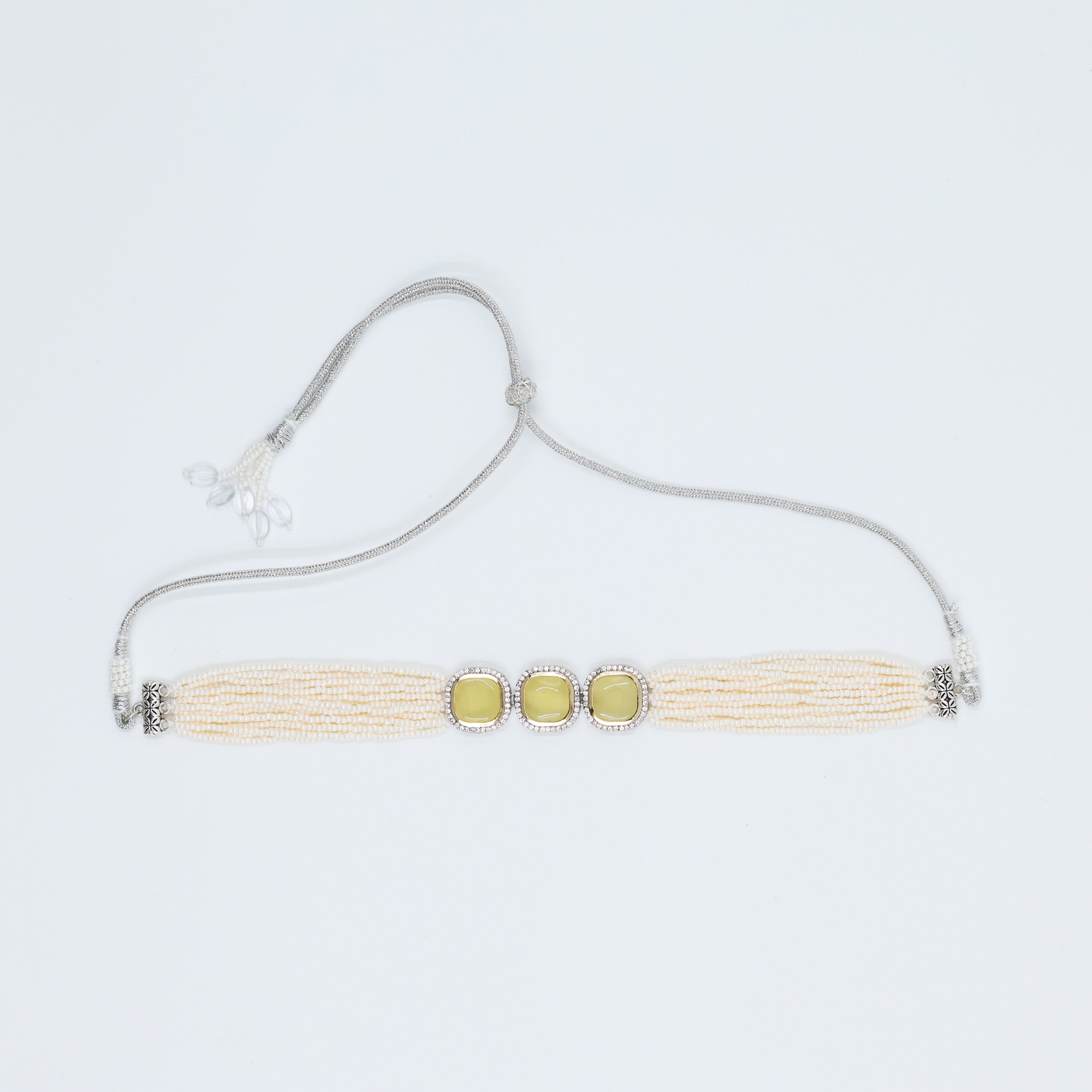 Pearl Choker with Statement Earrings