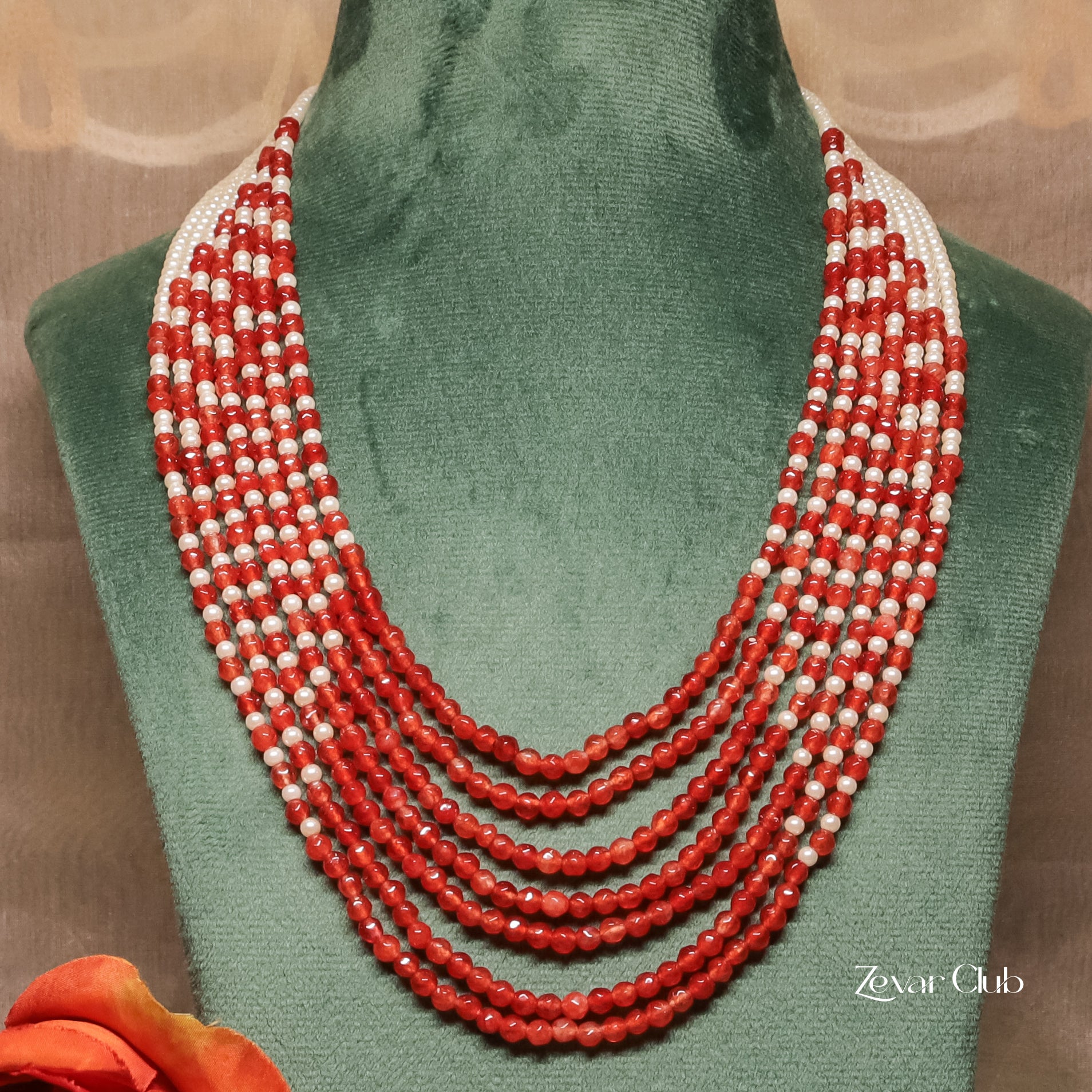 Zevar Club Seven Layered Fine Pearls Semi Precious Necklace