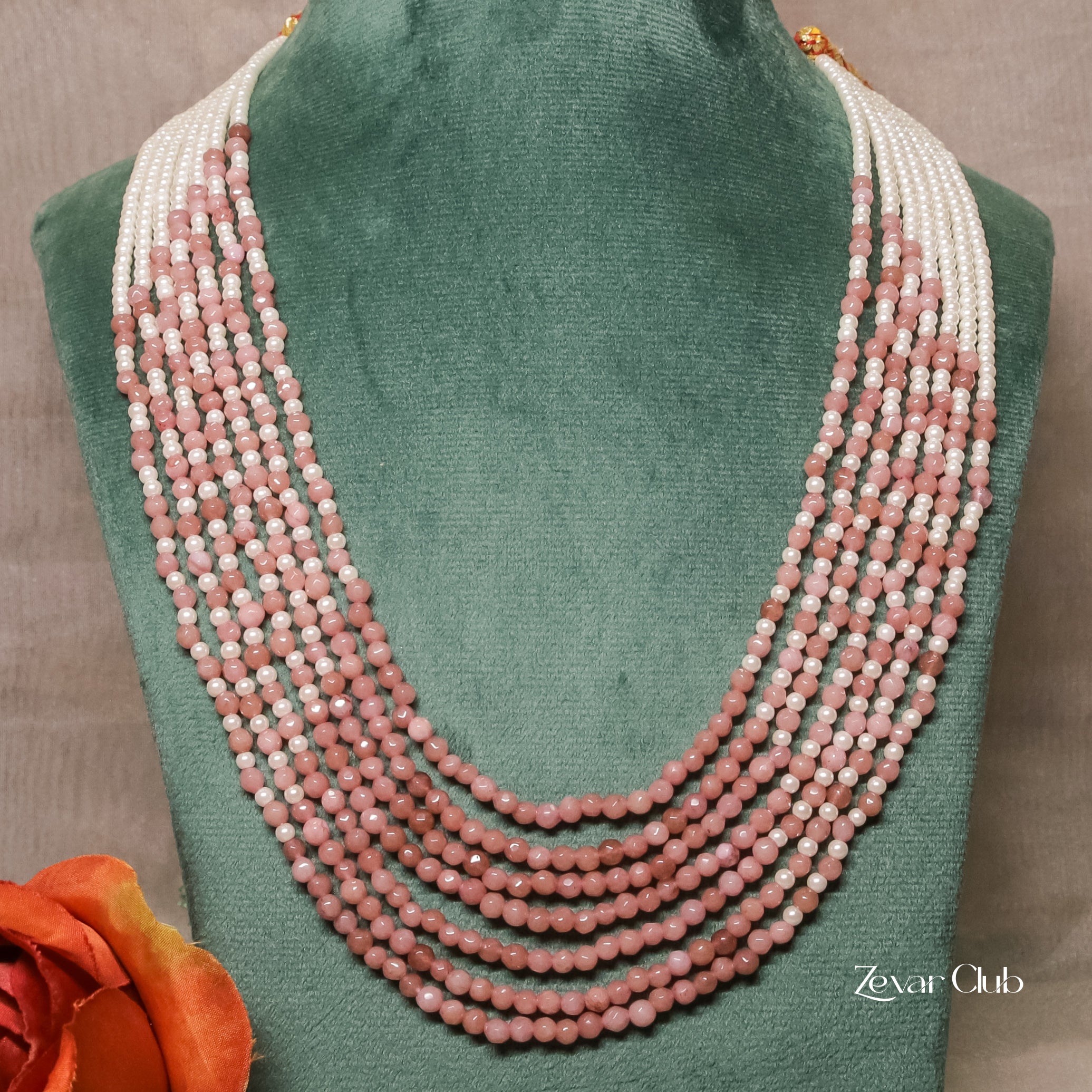 Zevar Club Seven Layered Fine Pearls Semi Precious Necklace