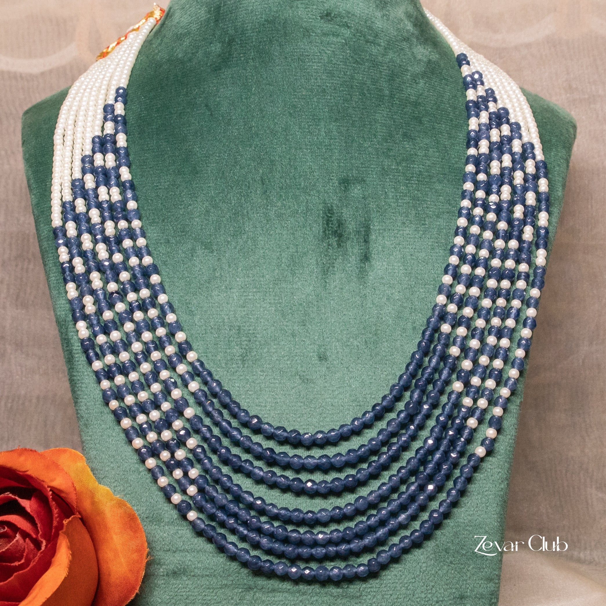 Zevar Club Seven Layered Fine Pearls Semi Precious Necklace