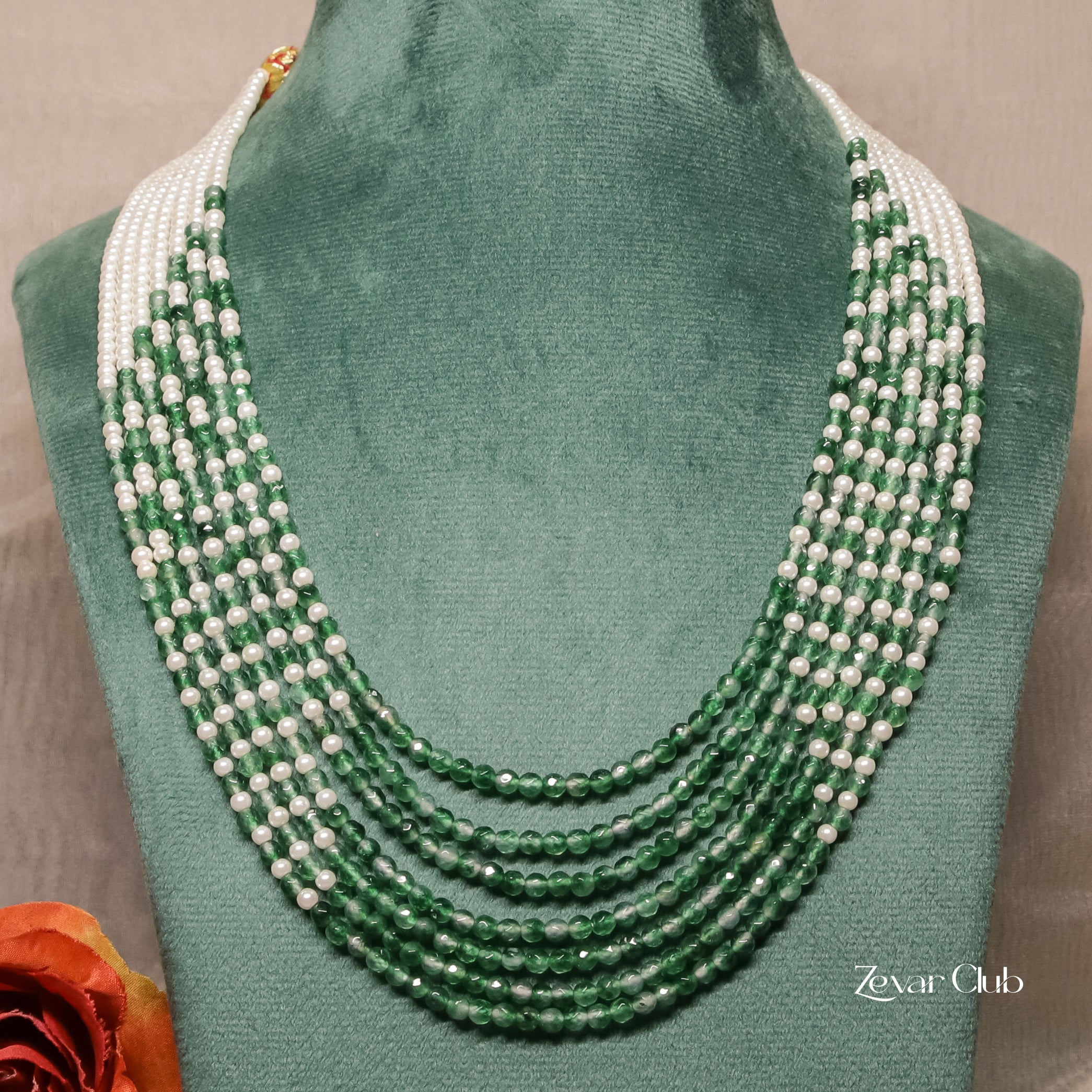 Zevar Club Seven Layered Fine Pearls Semi Precious Necklace