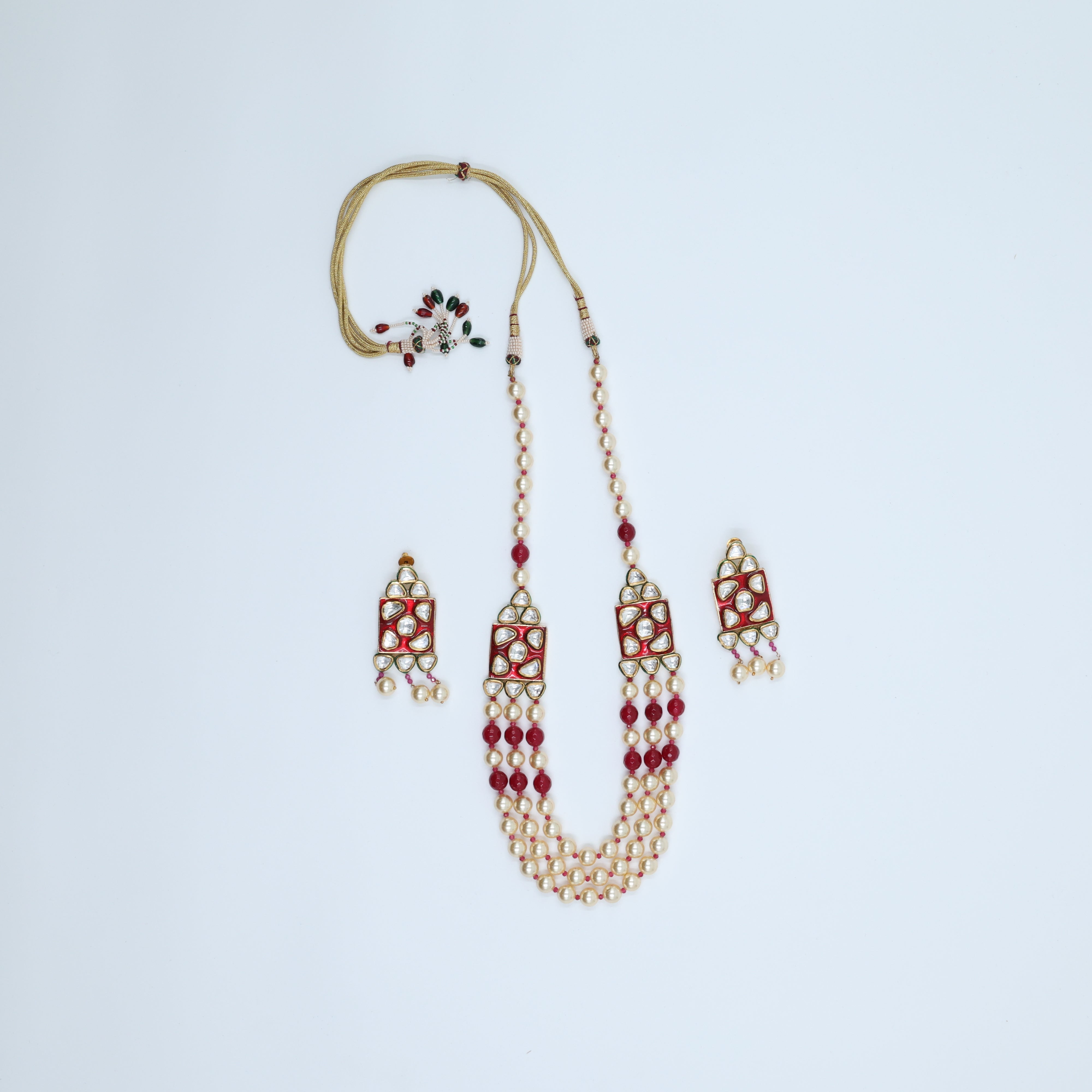 Zevar's Timeless Red Kundan Pearl Set