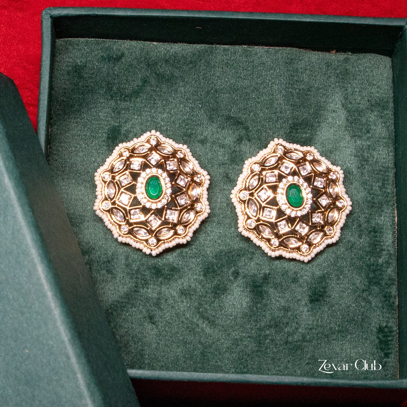 Zevar Club Hexagon Kundan Studs