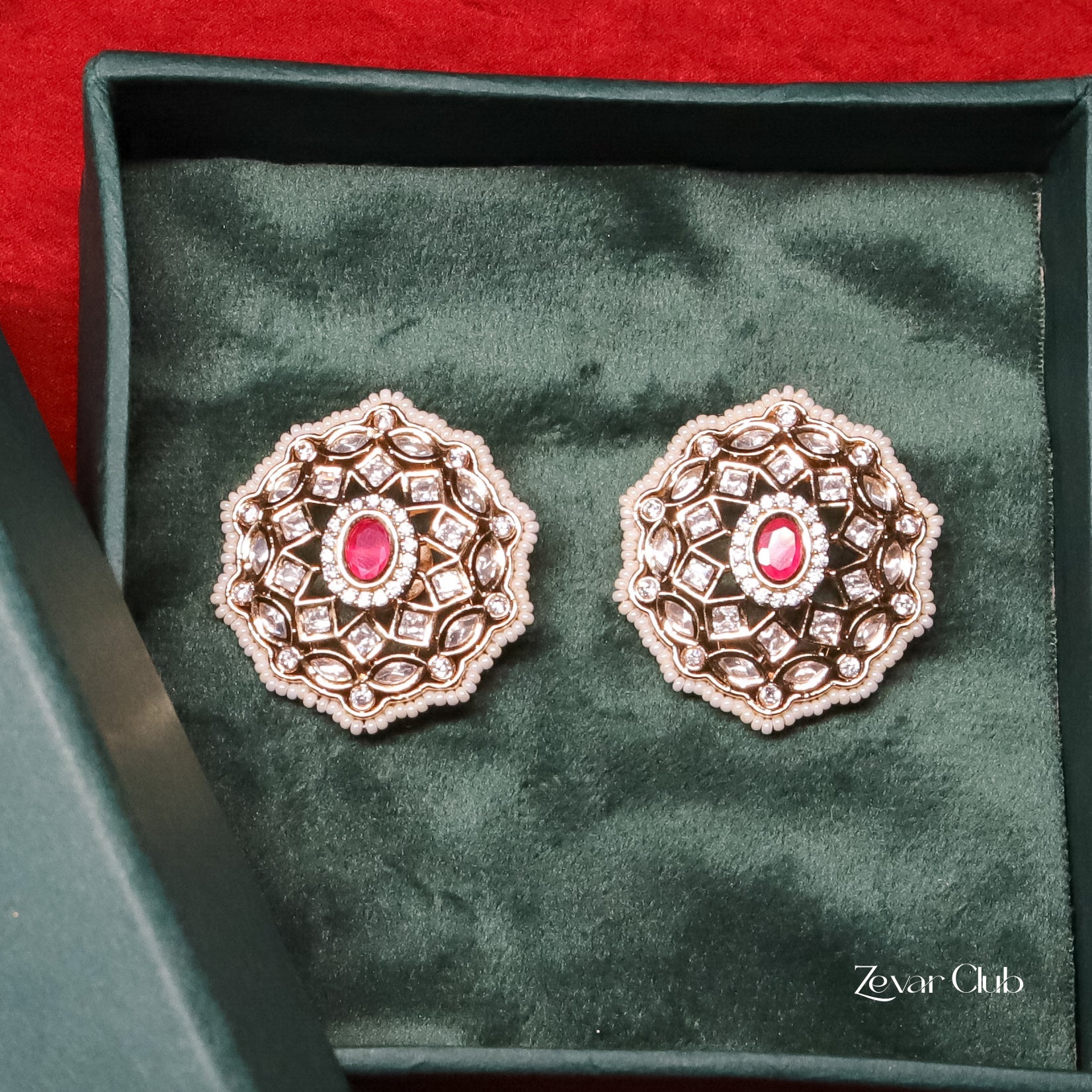 Zevar Club Hexagon Kundan Studs