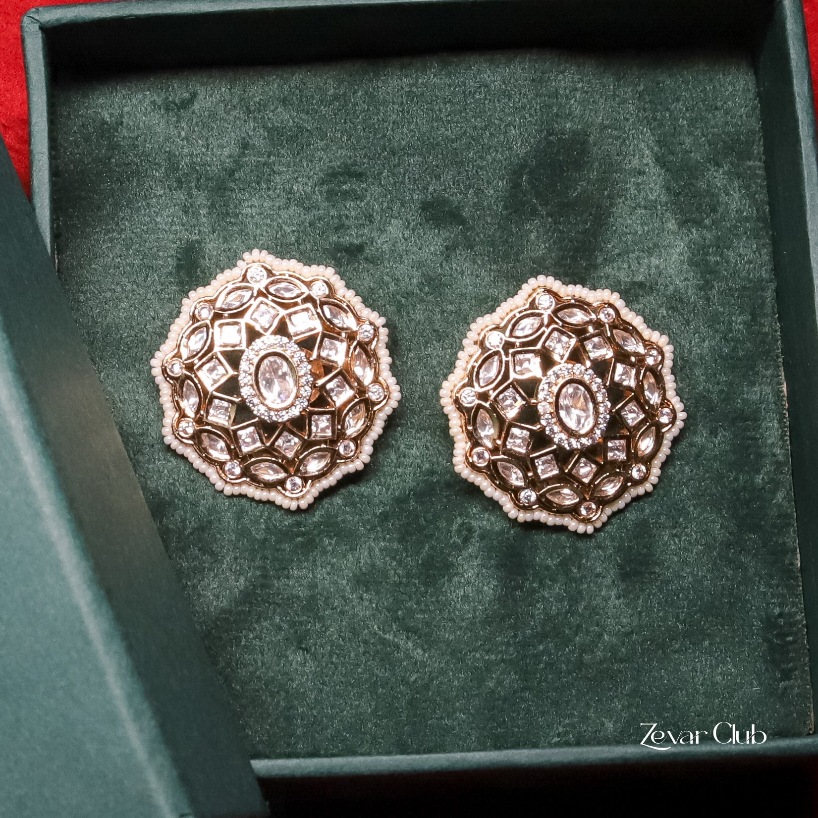 Zevar Club Hexagon Kundan Studs