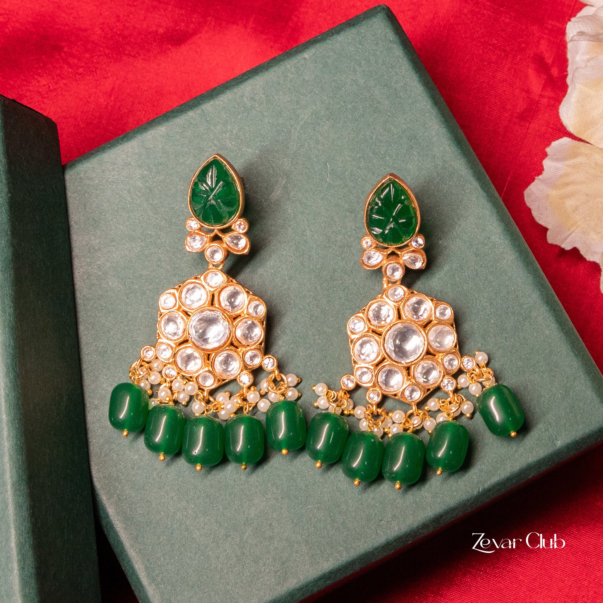 Zevar Club Kundan Polki Drop Earrings