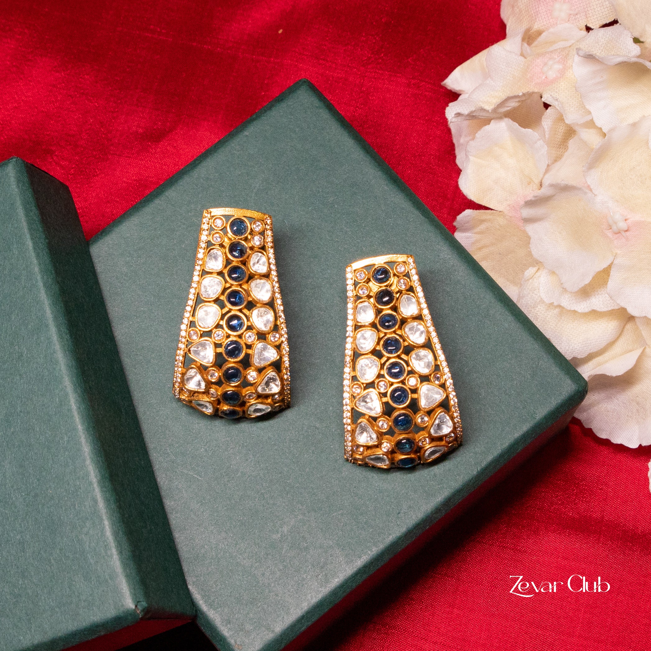 Zevar Club Elegant Statement Uncut Kundan Earrings