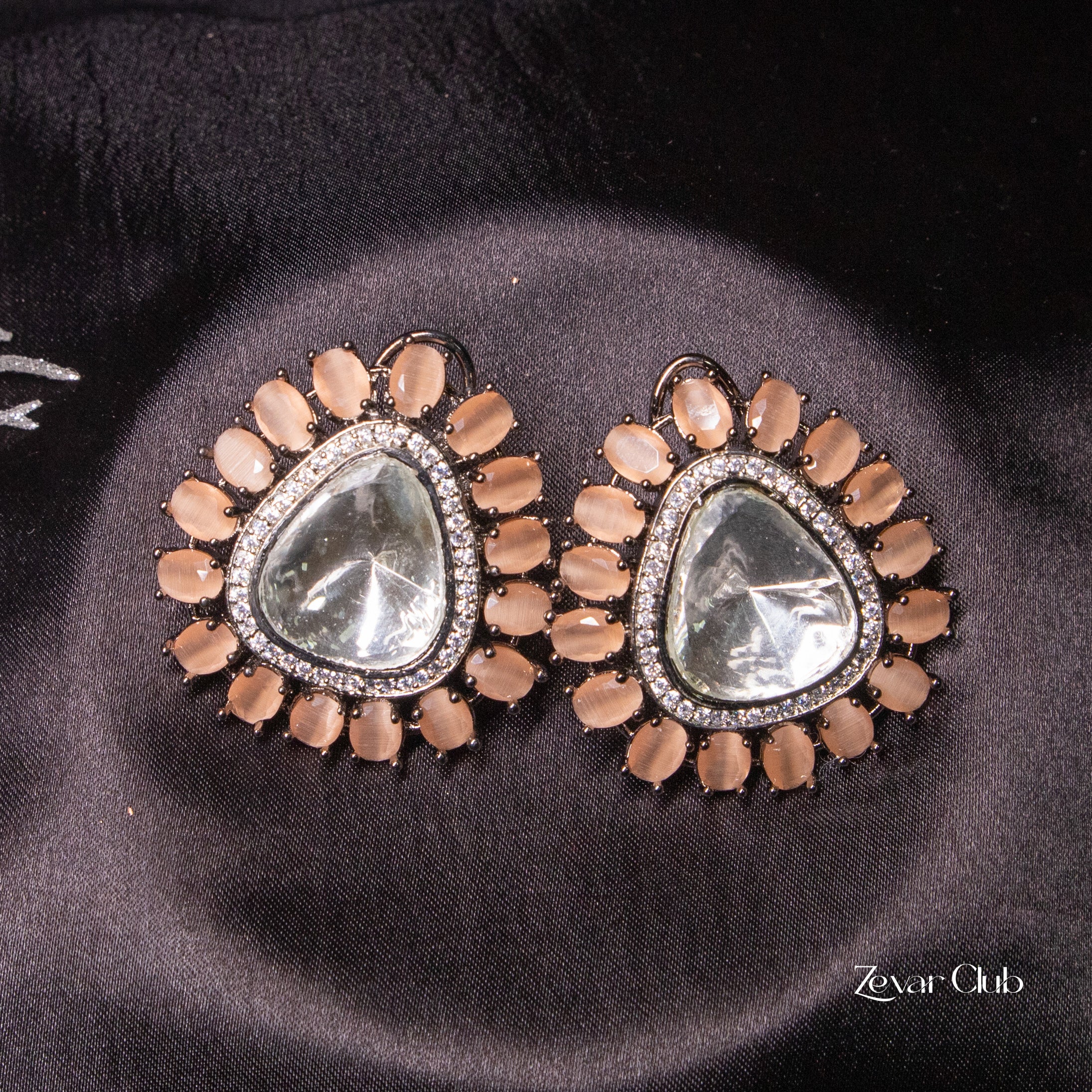 Zevar Club Statement Faux Polki Studs