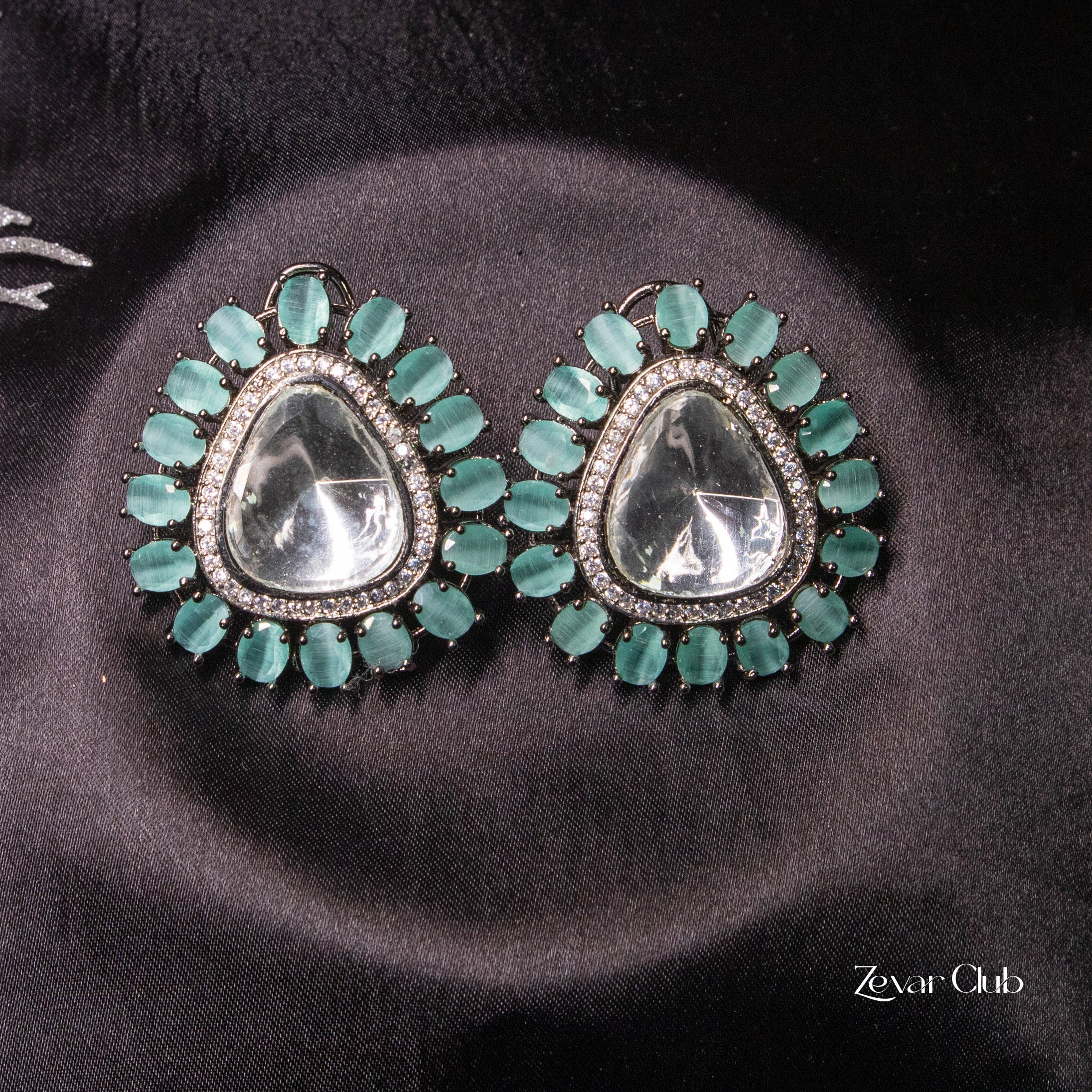 Zevar Club Statement Faux Polki Studs