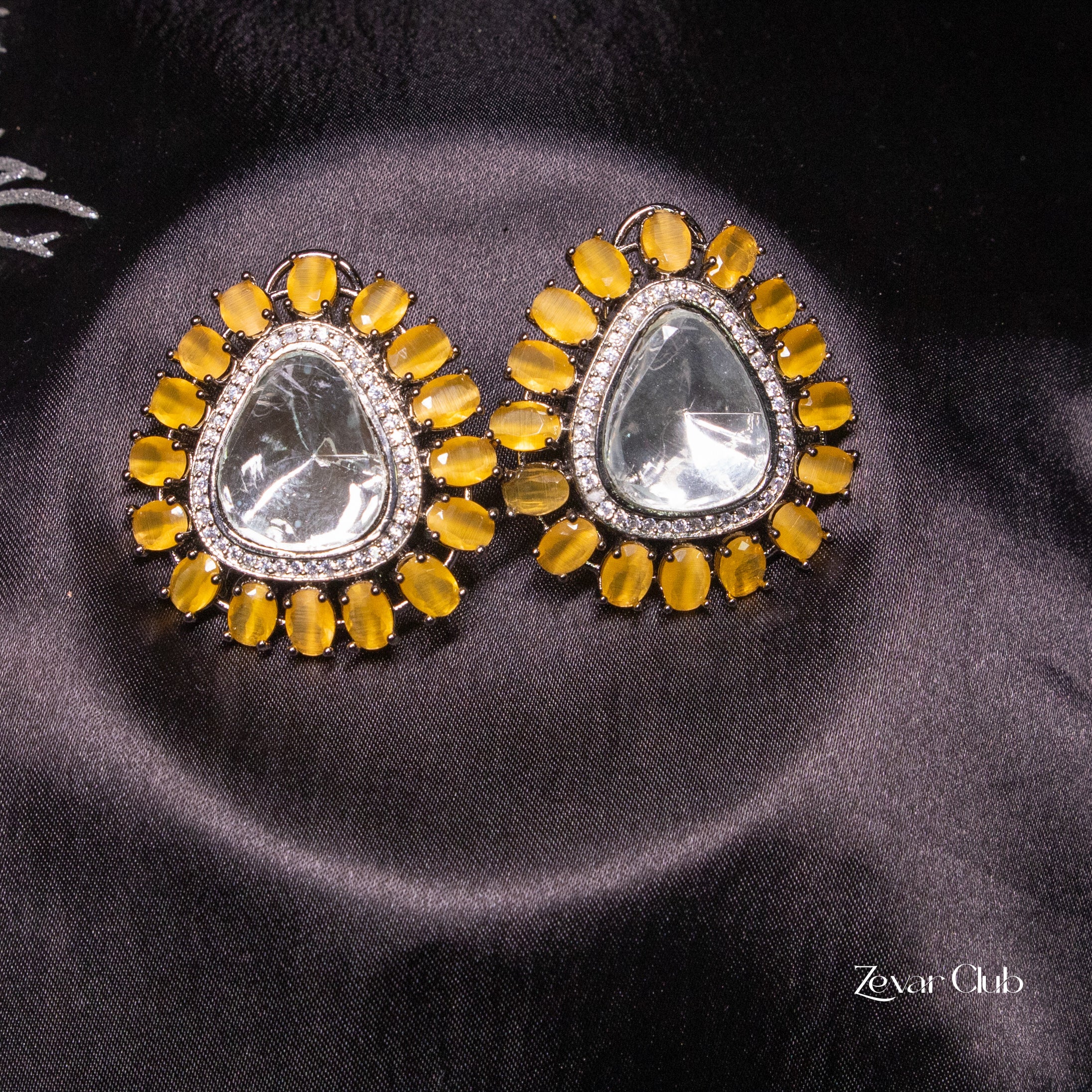 Zevar Club Statement Faux Polki Studs