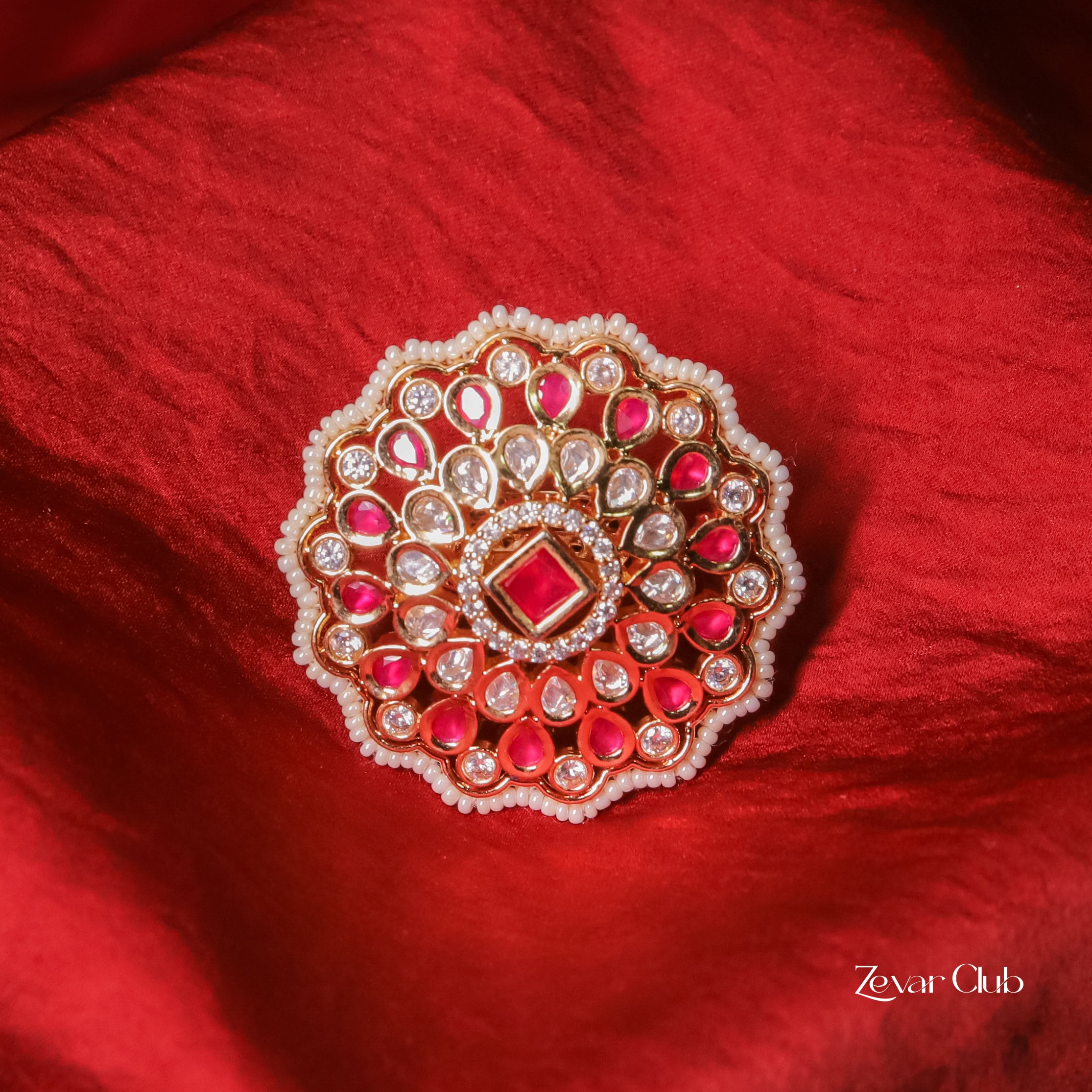 Zevar Club Statement Semi Precious Kundan Ring