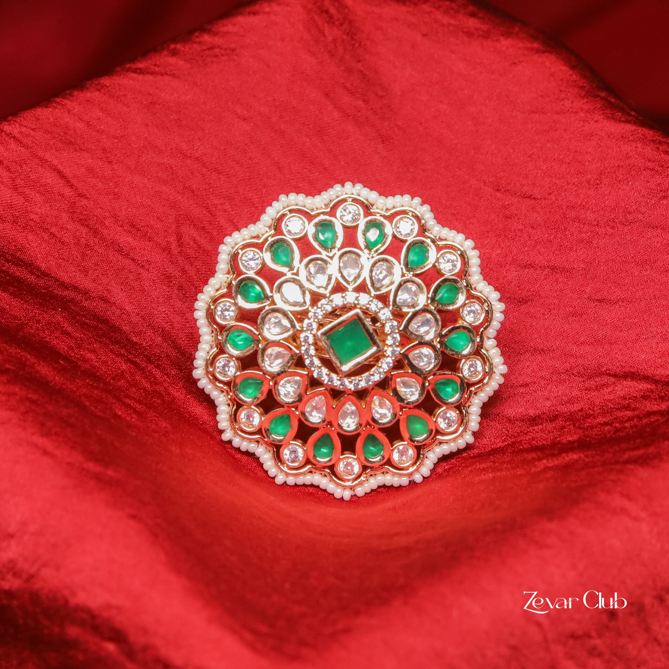 Zevar Club Statement Semi Precious Kundan Ring