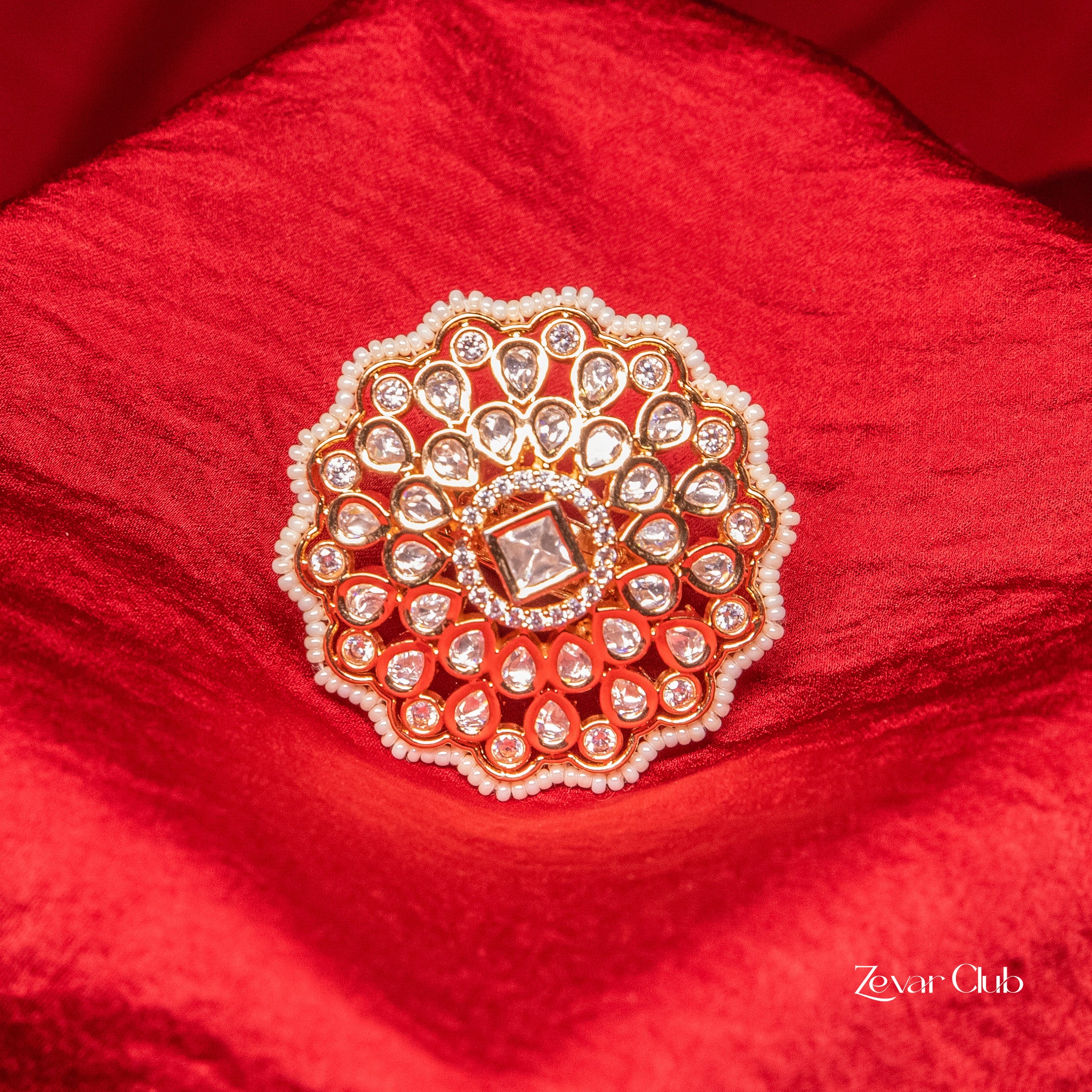 Zevar Club Statement Semi Precious Kundan Ring