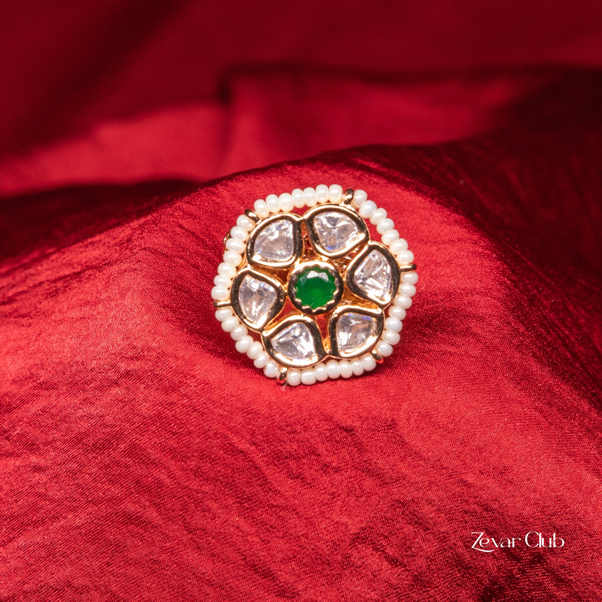 Zevar Club Fine Pearl Chic Kundan Ring