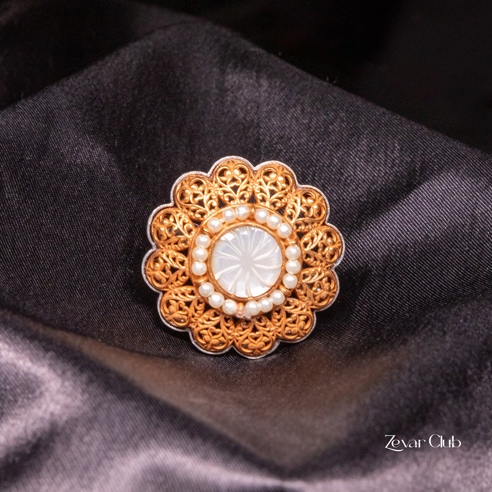 14K Gold Plated Royal Adjustable Statement Ring