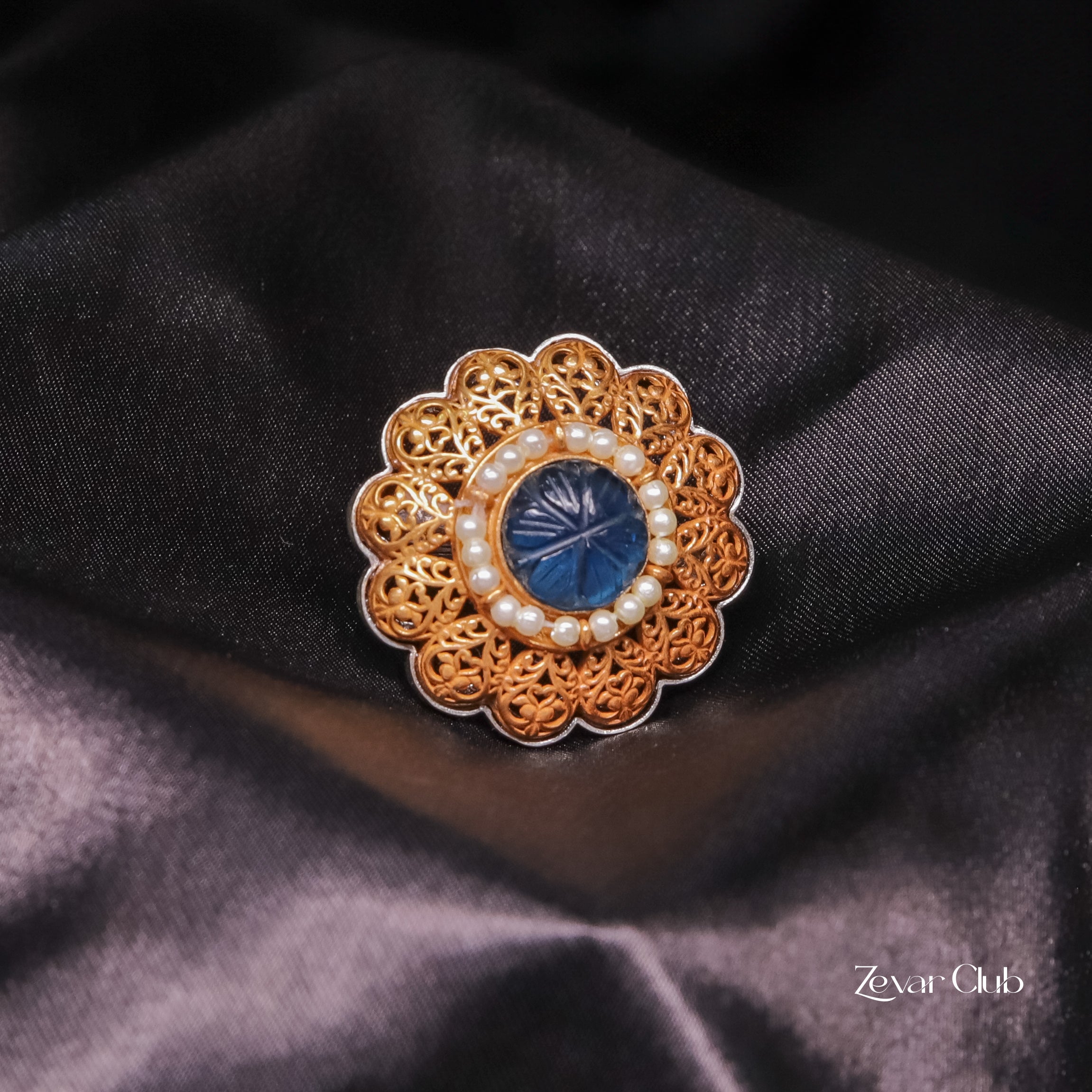 14K Gold Plated Royal Adjustable Statement Ring