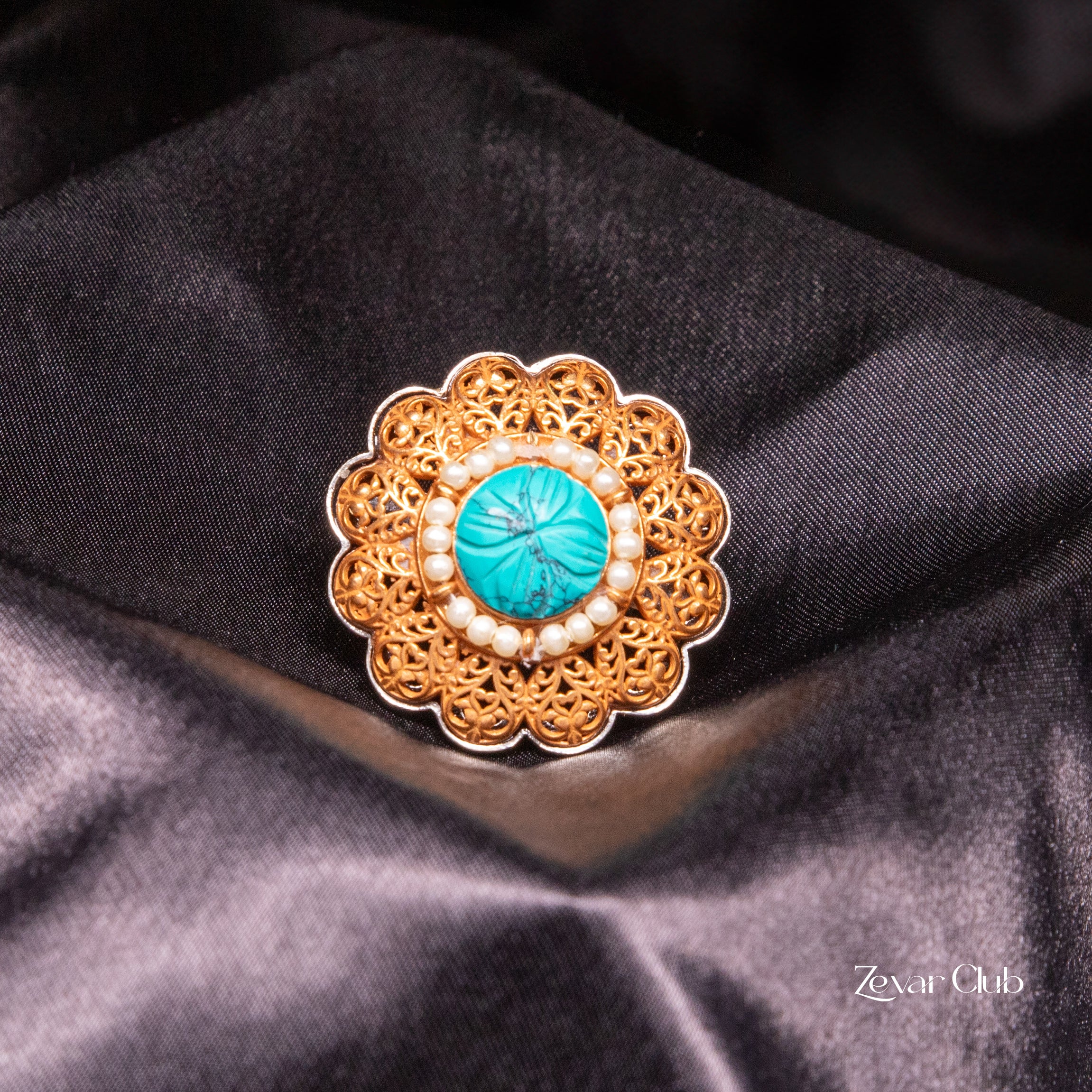 14K Gold Plated Royal Adjustable Statement Ring