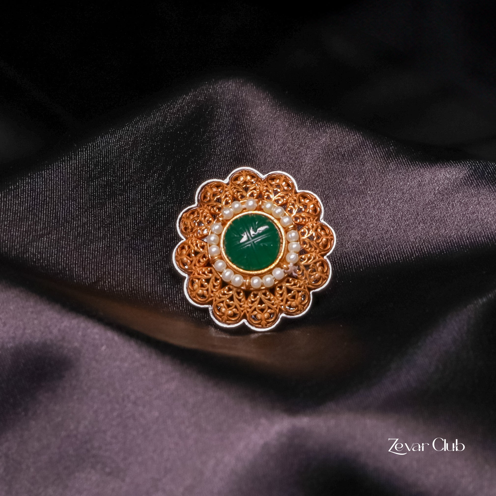 14K Gold Plated Royal Adjustable Statement Ring