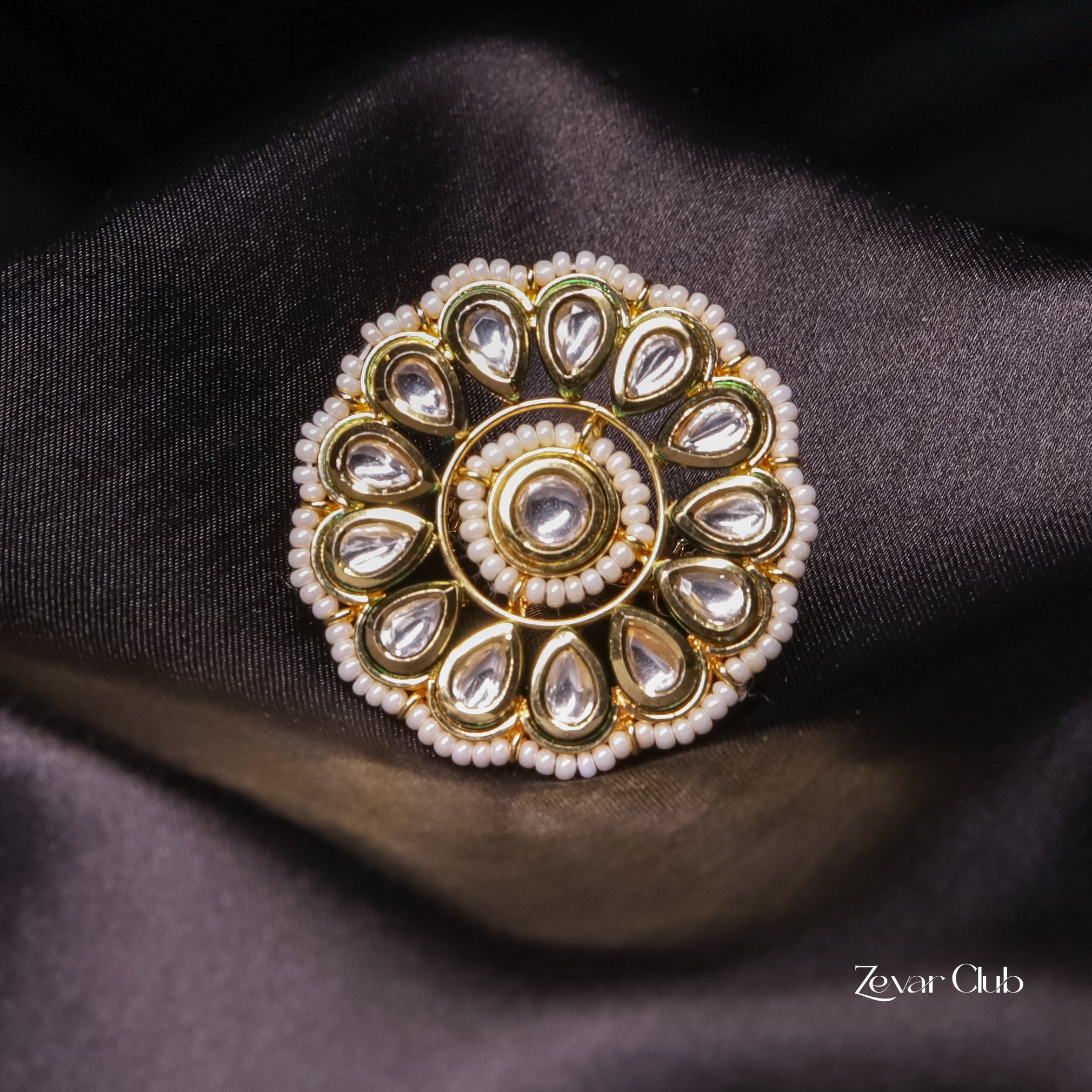 14K Gold Plated Royal Maharani Adjustable Ring