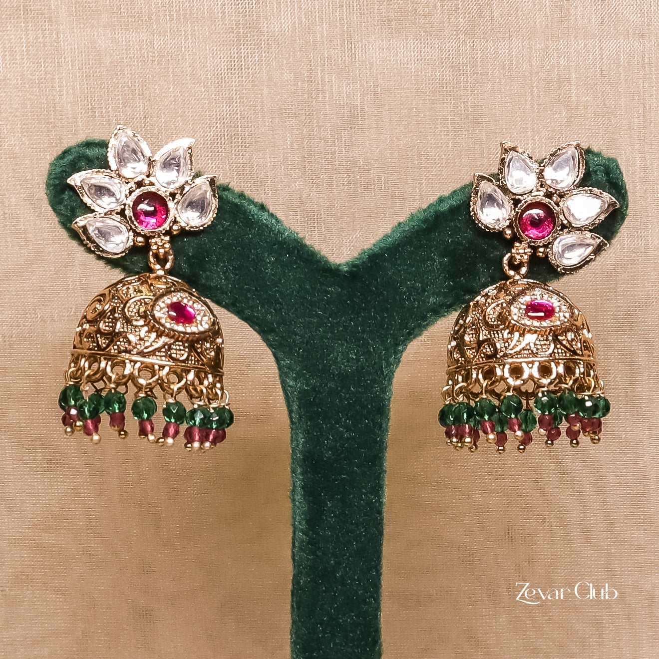 Zevar Club Kumkum Antique Jhumkis