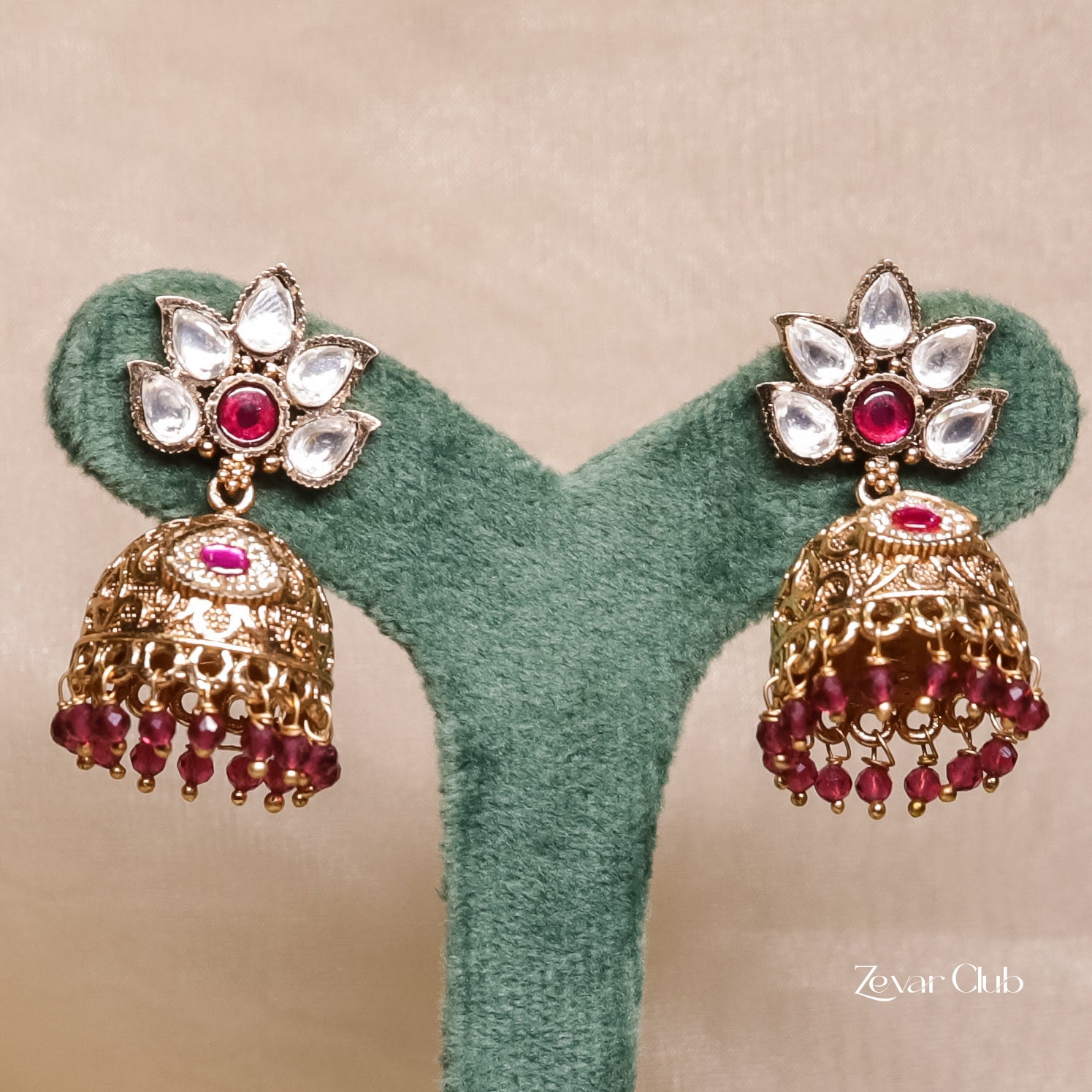 Zevar Club Kumkum Antique Jhumkis