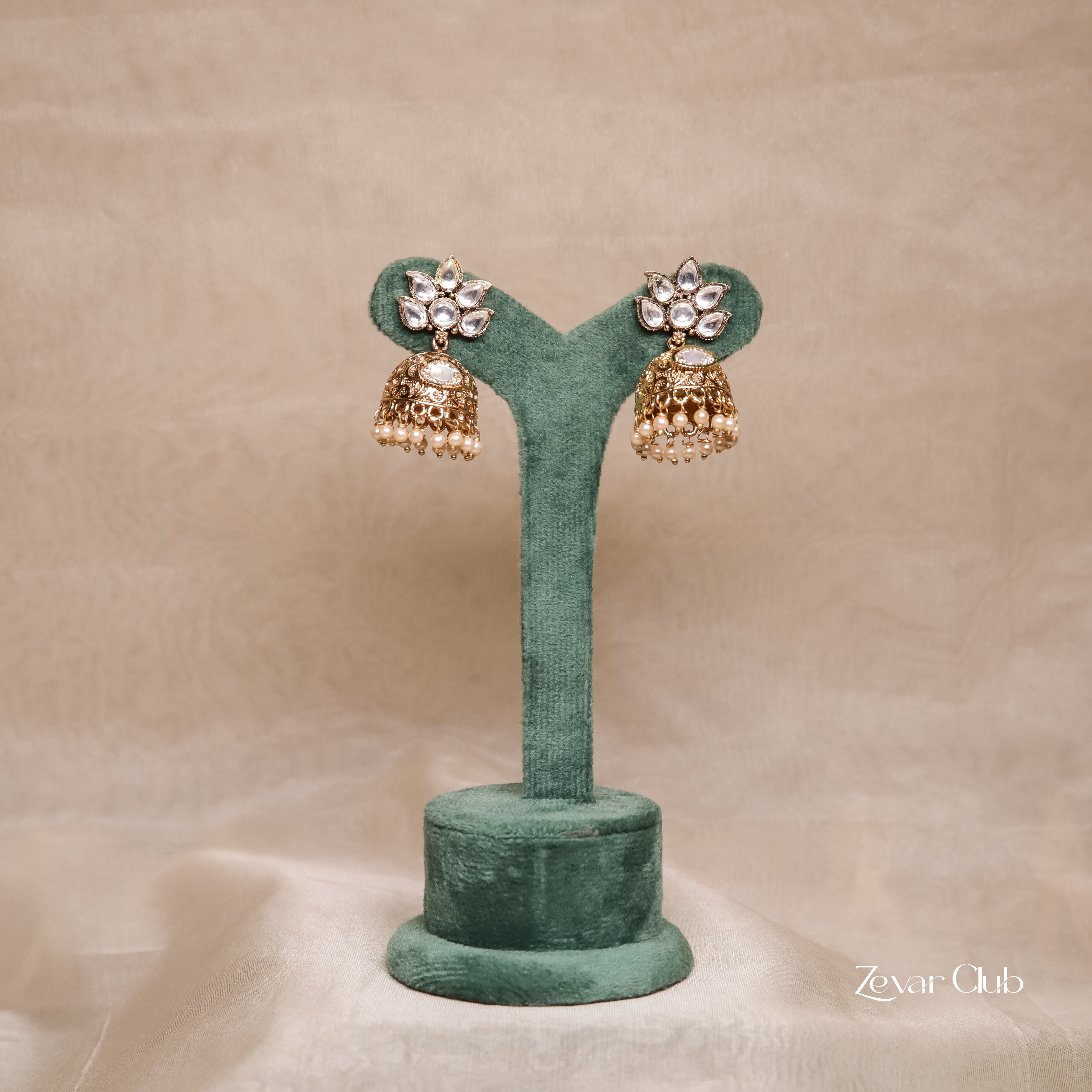 Zevar Club Kumkum Antique Jhumkis