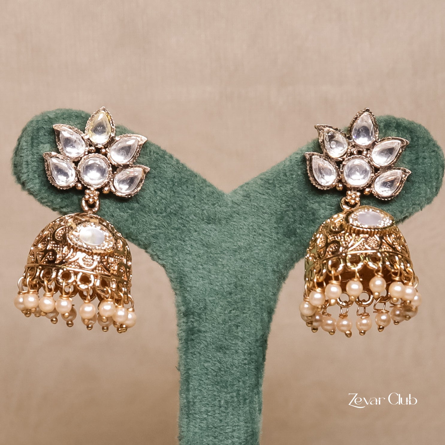 Zevar Club Kumkum Antique Jhumkis
