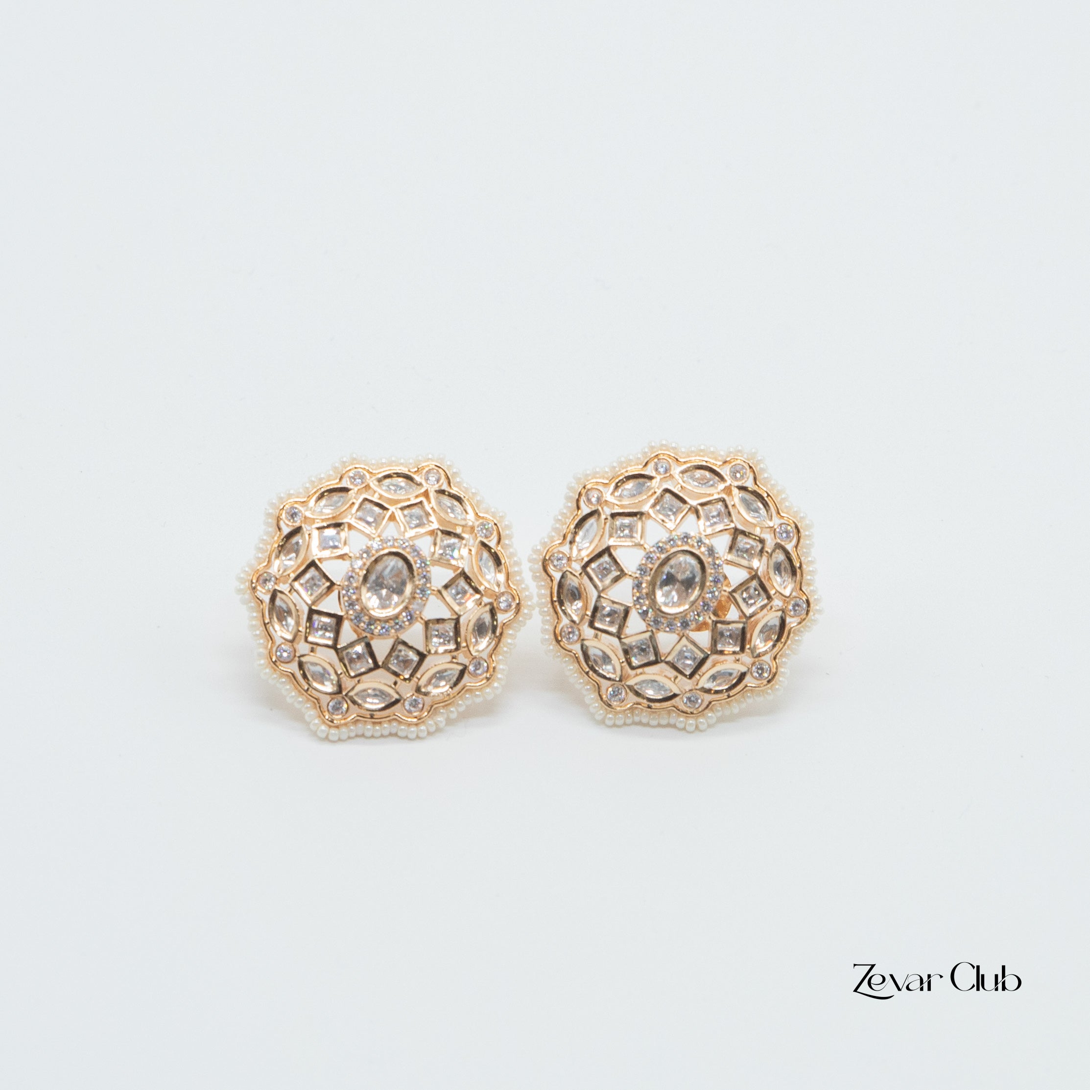 Zevar Club Hexagon Kundan Studs